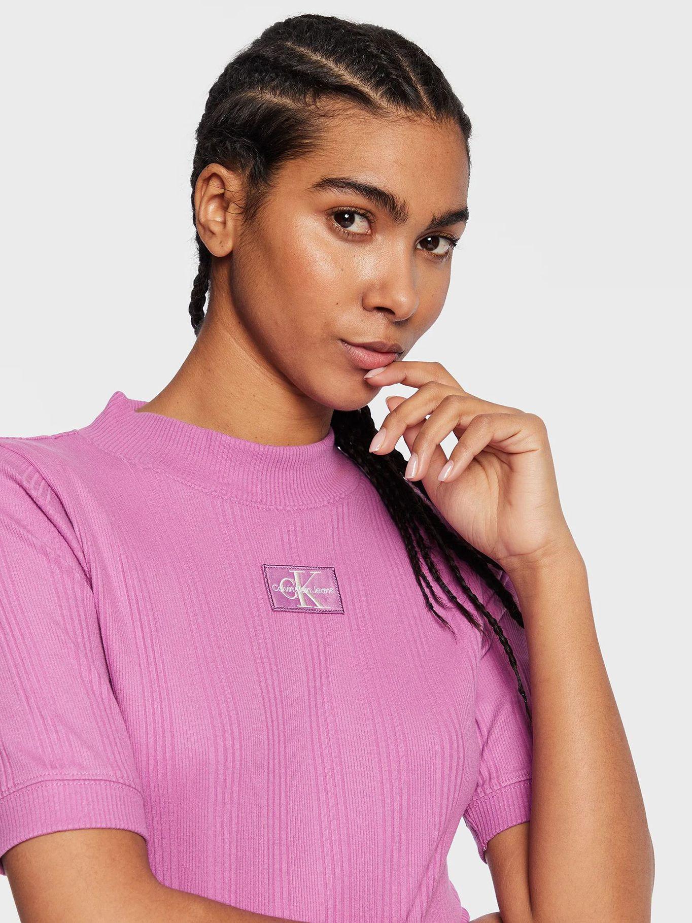 Top De Manga Corta Slim De Canalé Violeta Calvin Klein-3