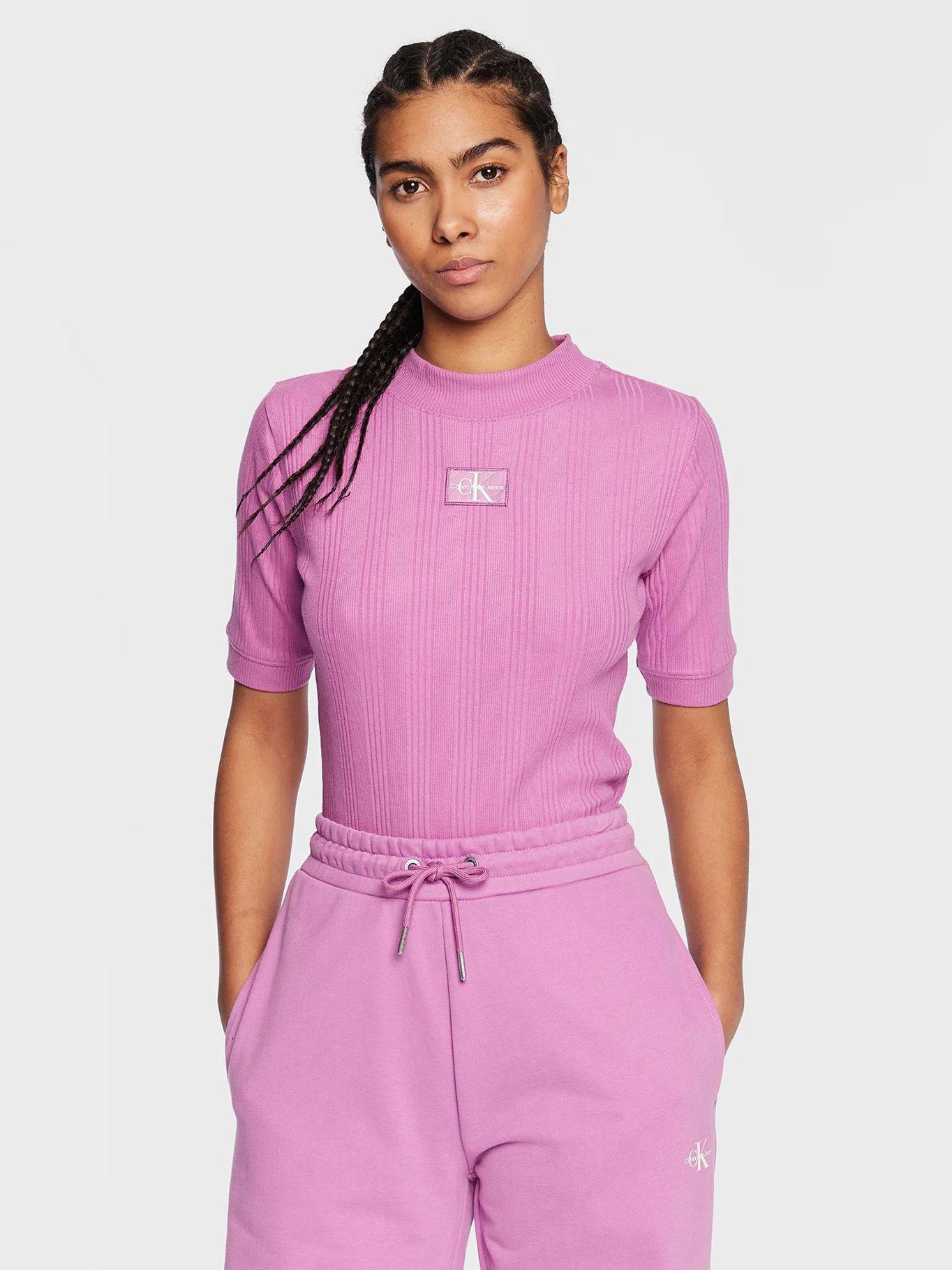 Top De Manga Corta Slim De Canalé Violeta Calvin Klein-0