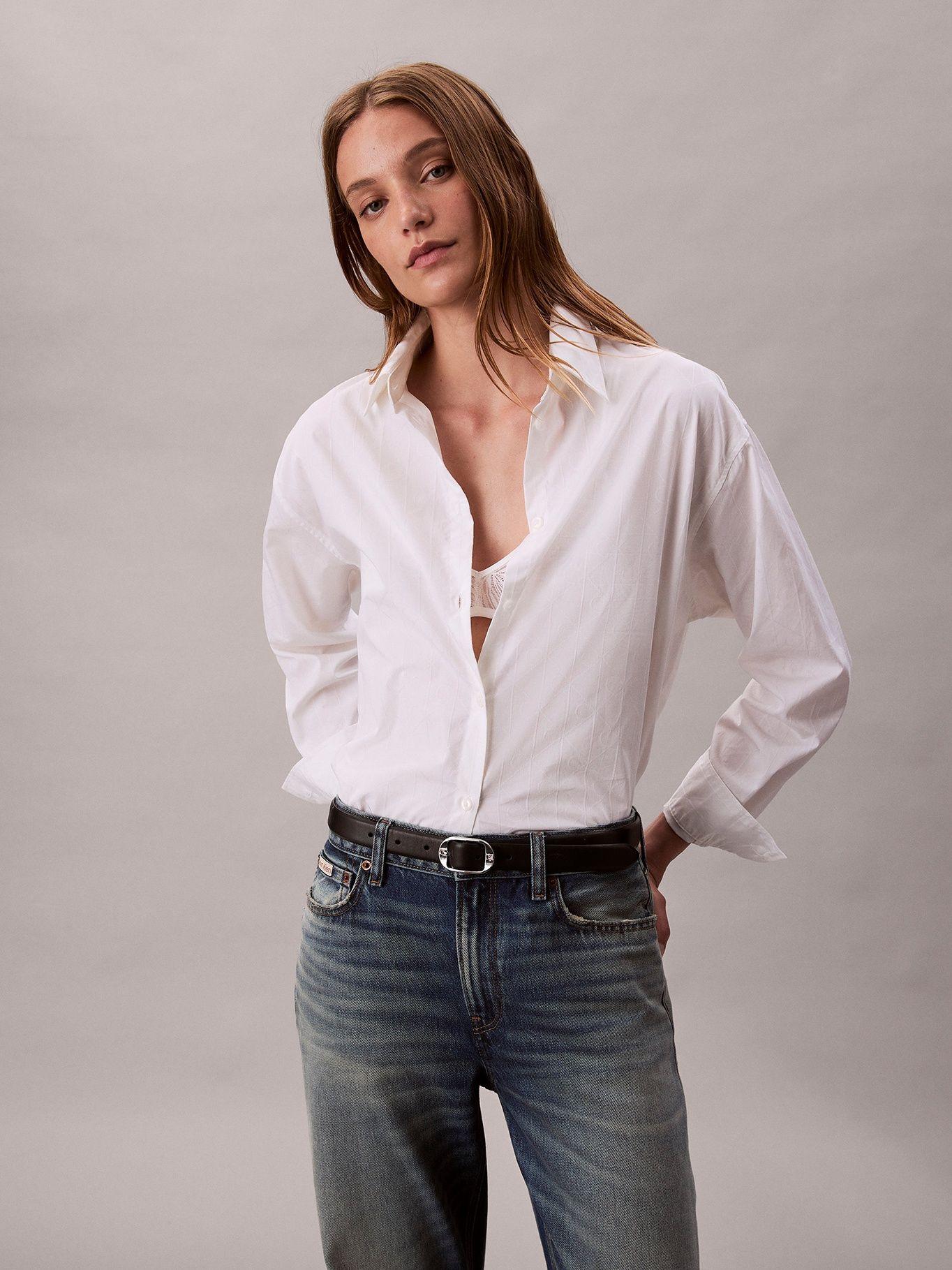 Camisa con Logo Estampado Integral Blanco Calvin Klein-0