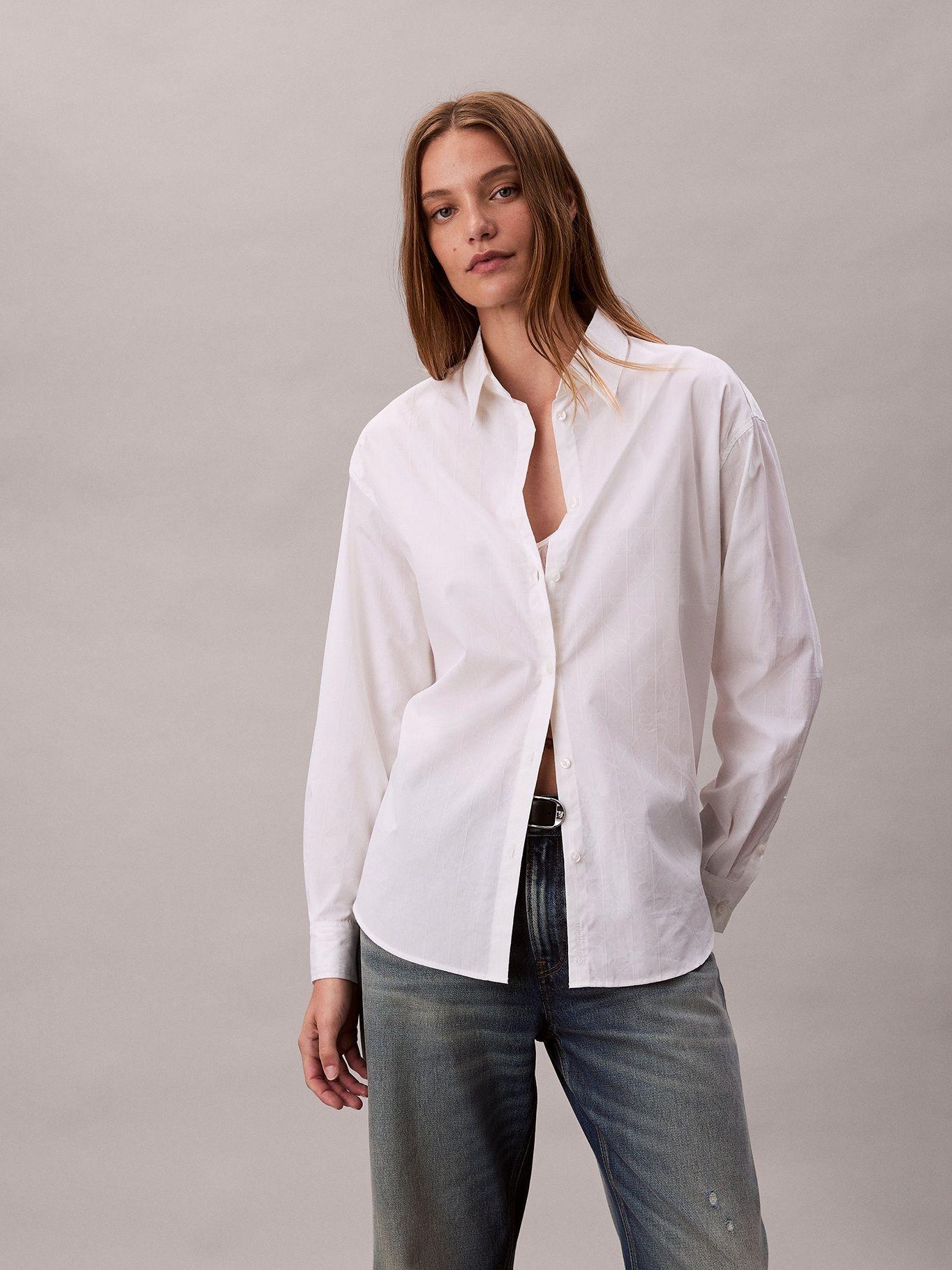Camisa con Logo Estampado Integral Blanco Calvin Klein-3