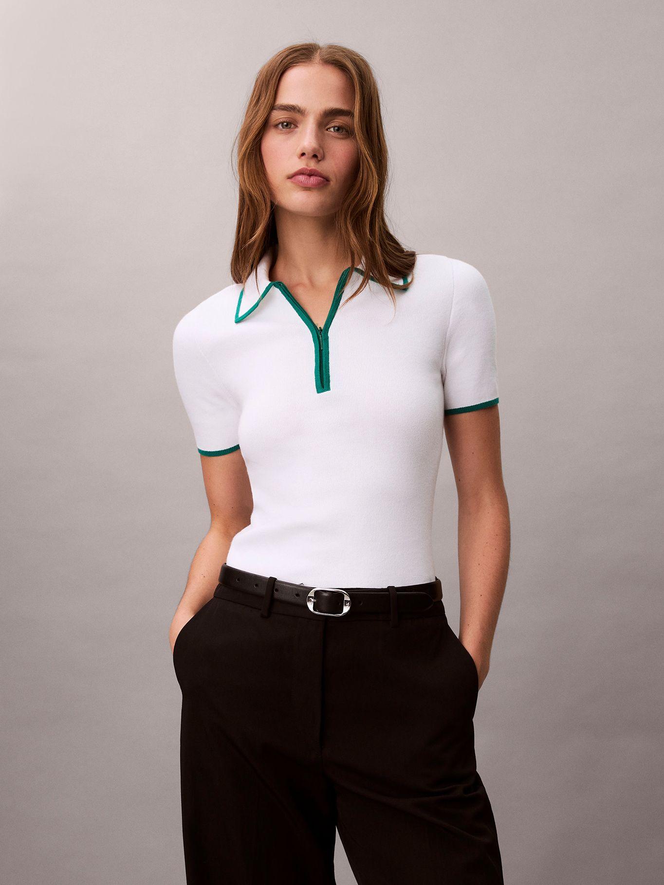 Polo con Bordes en Contraste Blanco Calvin Klein-0