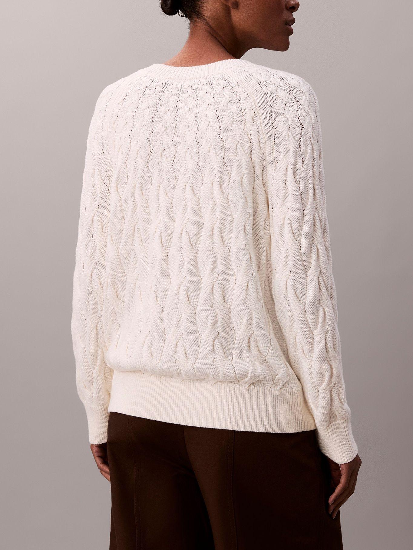Sweater Trenzado Cuello Redondo Blanco Calvin Klein-2