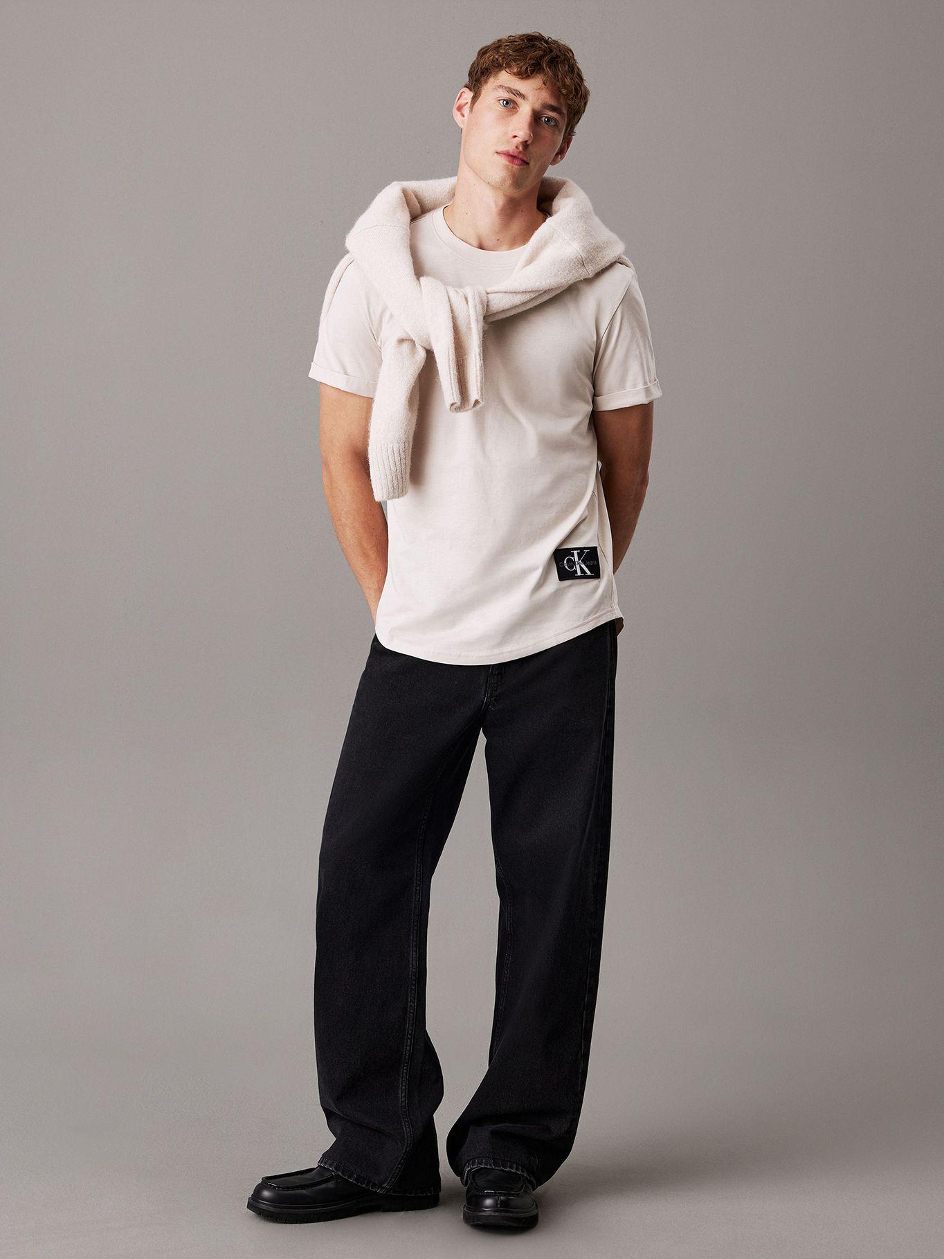 Polera de algodón con insignia Blanco Calvin Klein-1