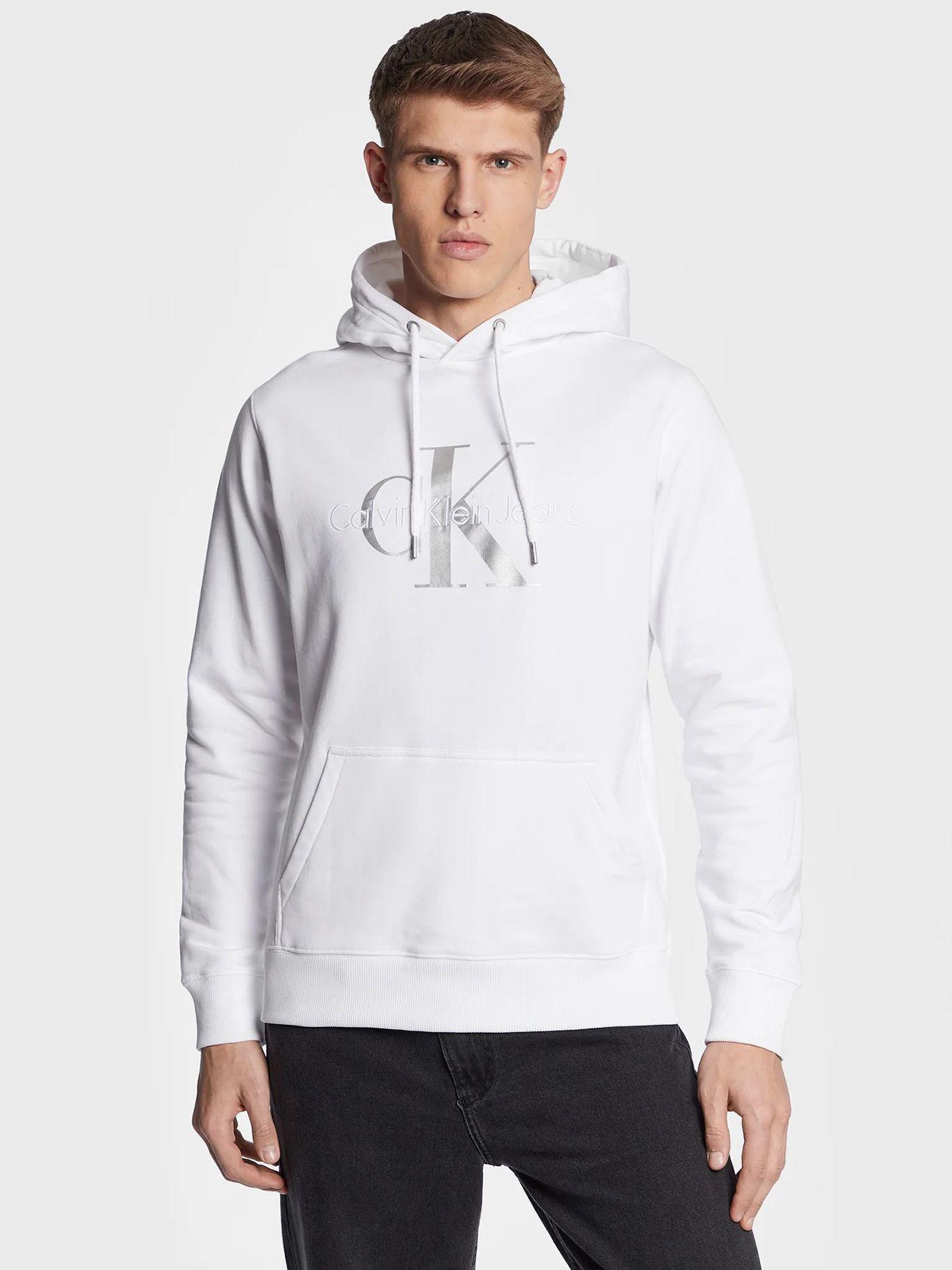 Sudadera de algodón orgánico con capucha y monograma Blanco Calvin Klein-0