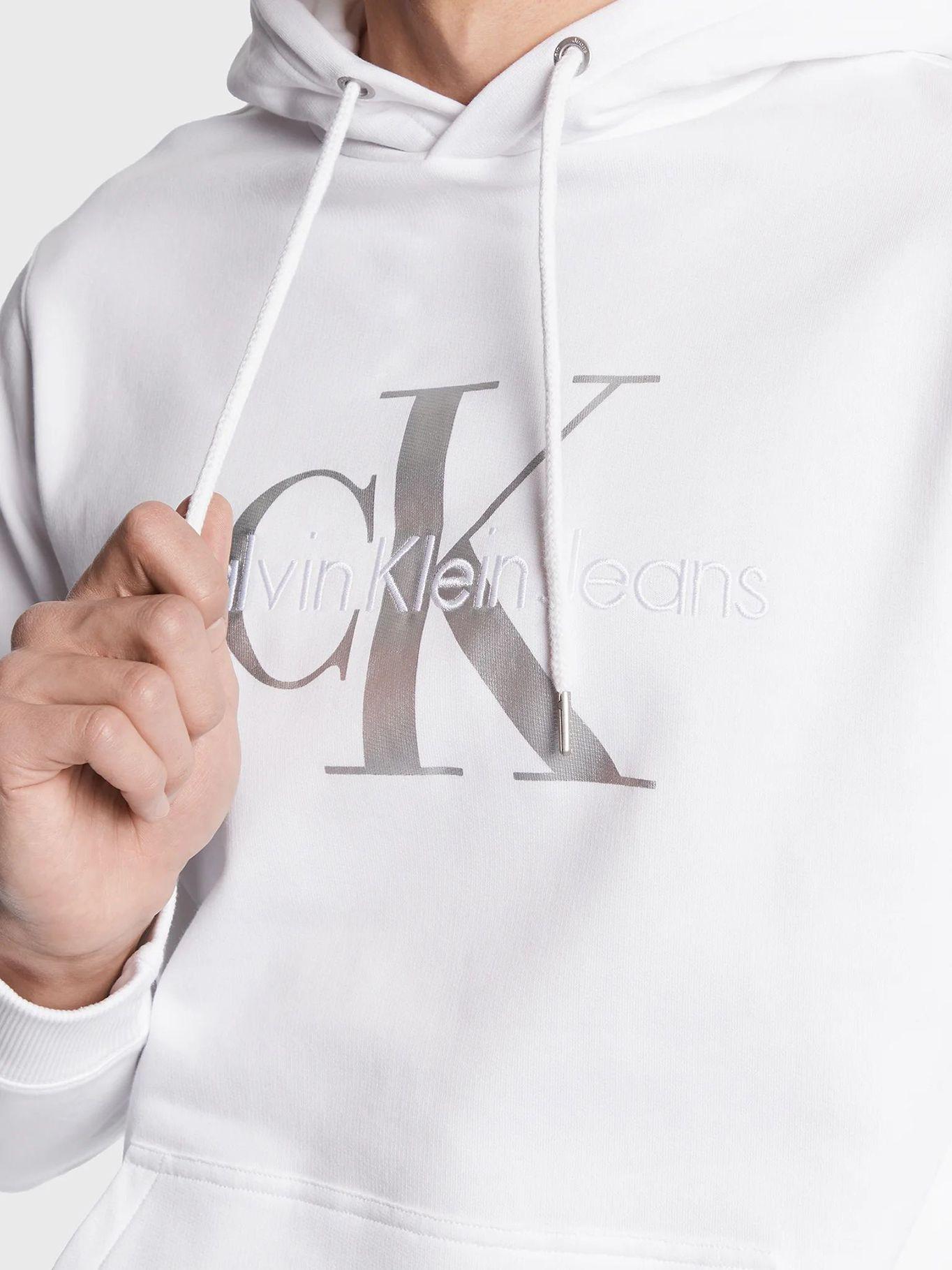 Sudadera de algodón orgánico con capucha y monograma Blanco Calvin Klein-3