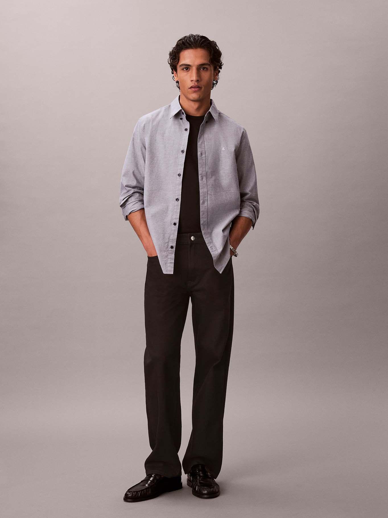 Camisa Oxford Clásica Gris Calvin Klein-1