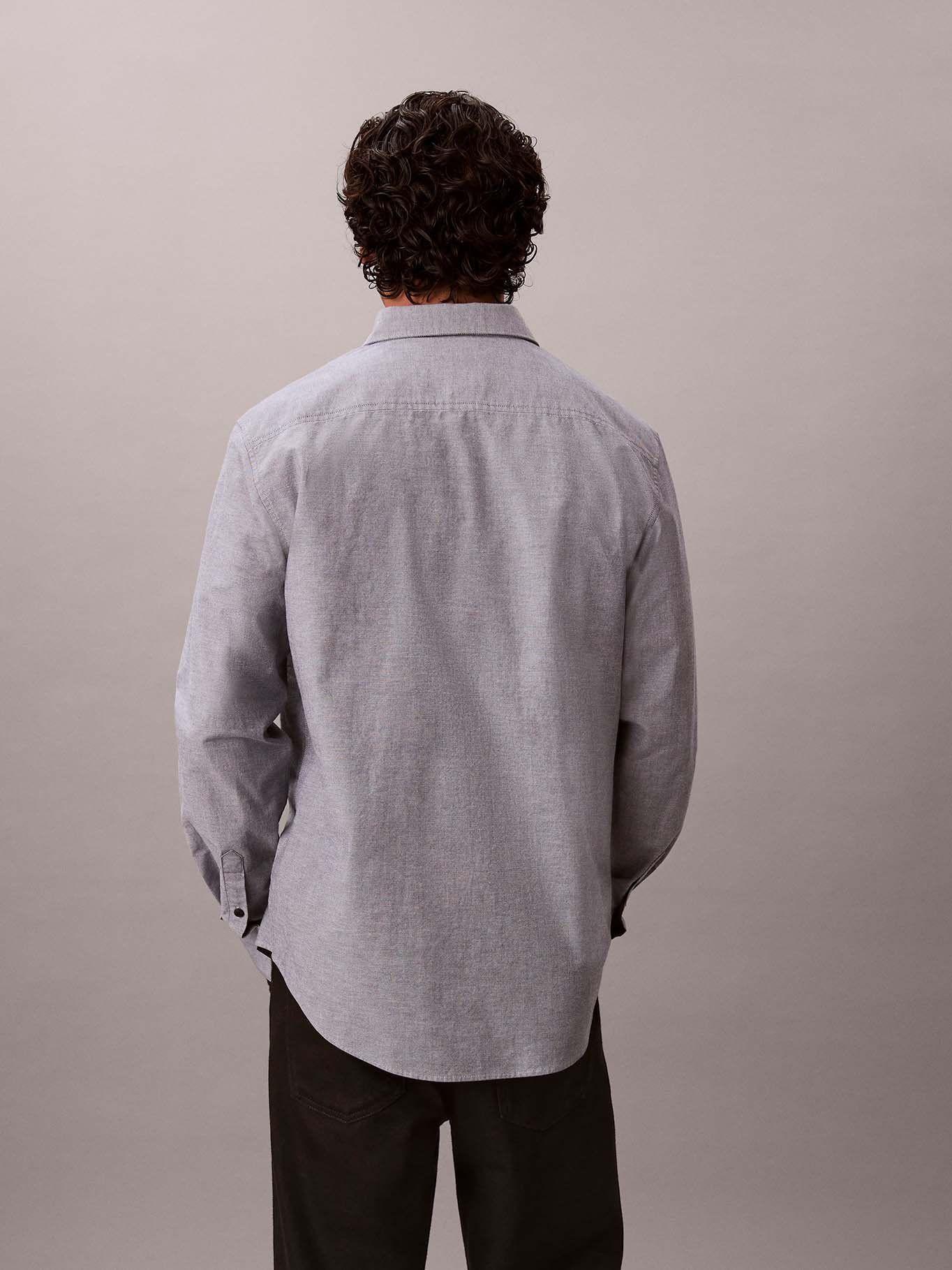 Camisa Oxford Clásica Gris Calvin Klein-2