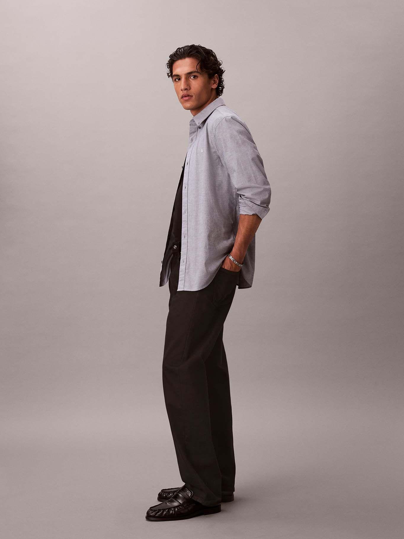 Camisa Oxford Clásica Gris Calvin Klein-3