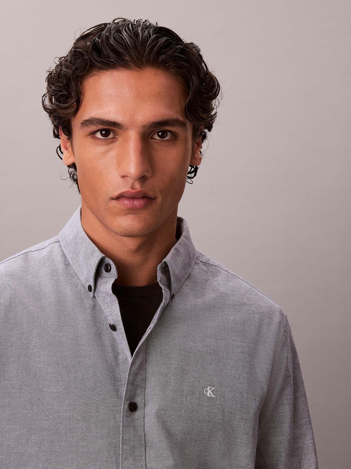 Camisa Oxford Clásica Gris Calvin Klein-4