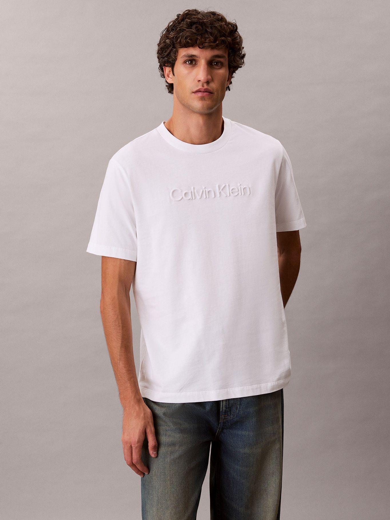 Polera con Logo en Relieve Blanco Calvin Klein-0