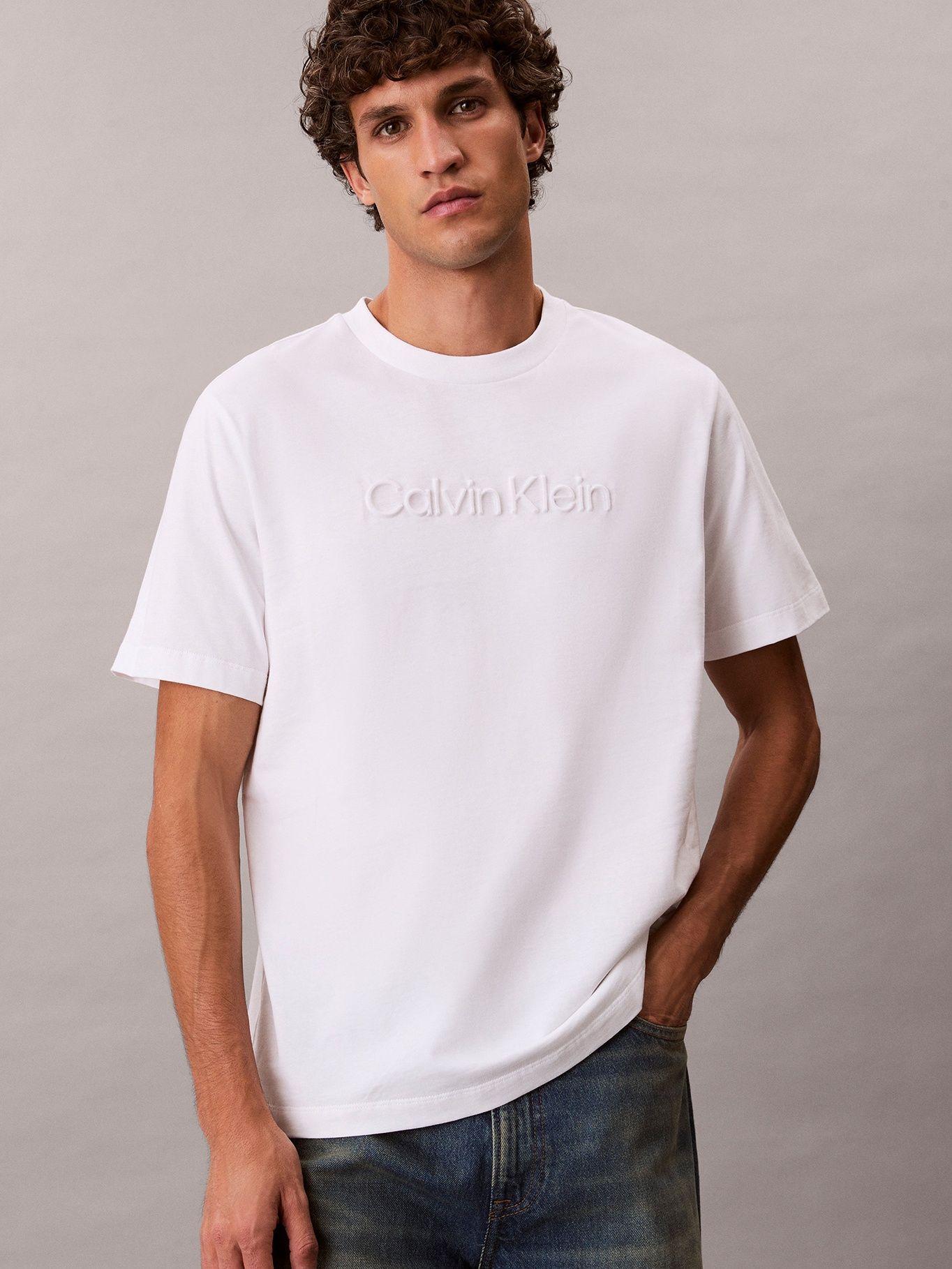 Polera con Logo en Relieve Blanco Calvin Klein-3