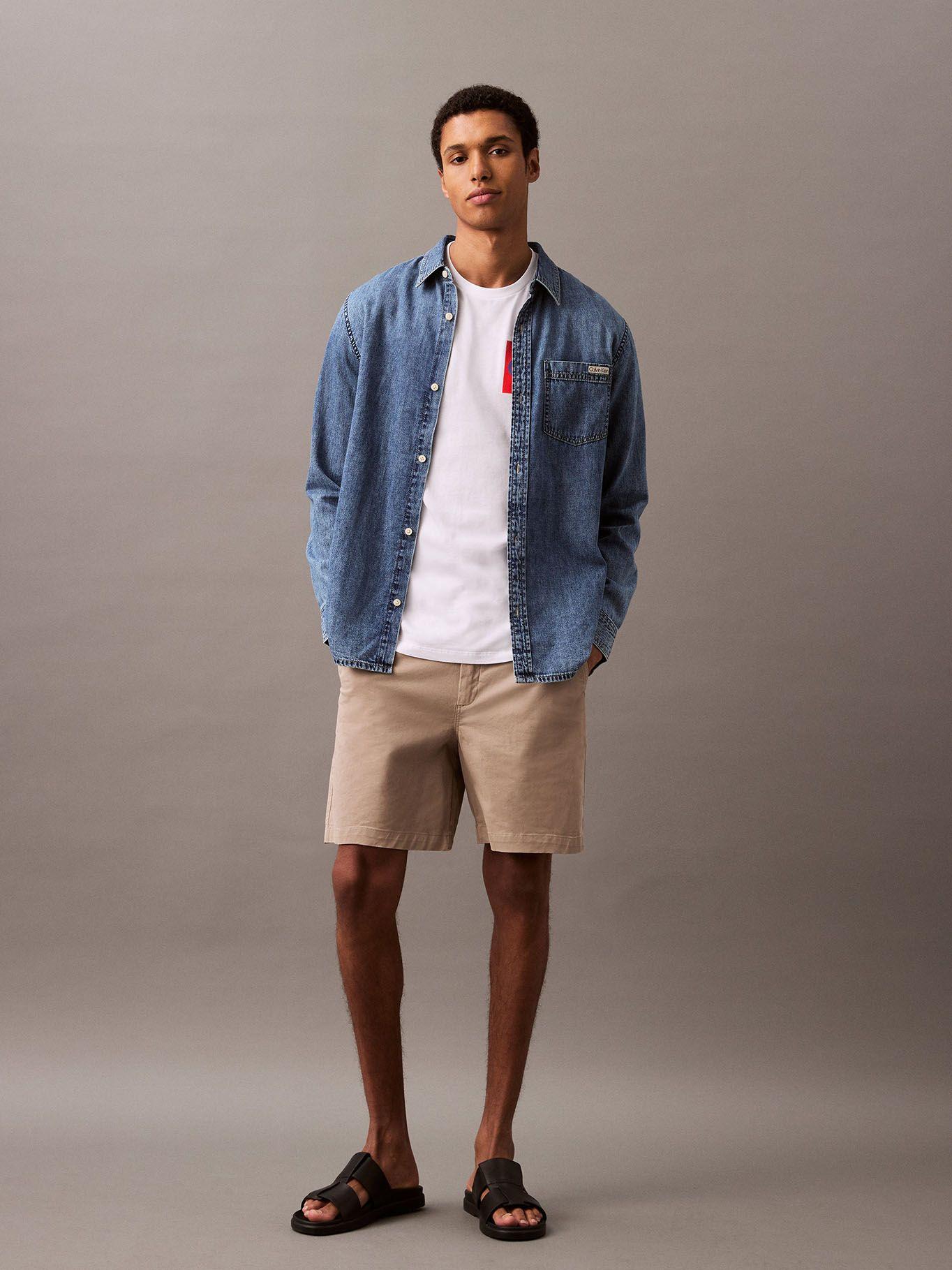Short Slim de Algodón Beige Calvin Klein-0