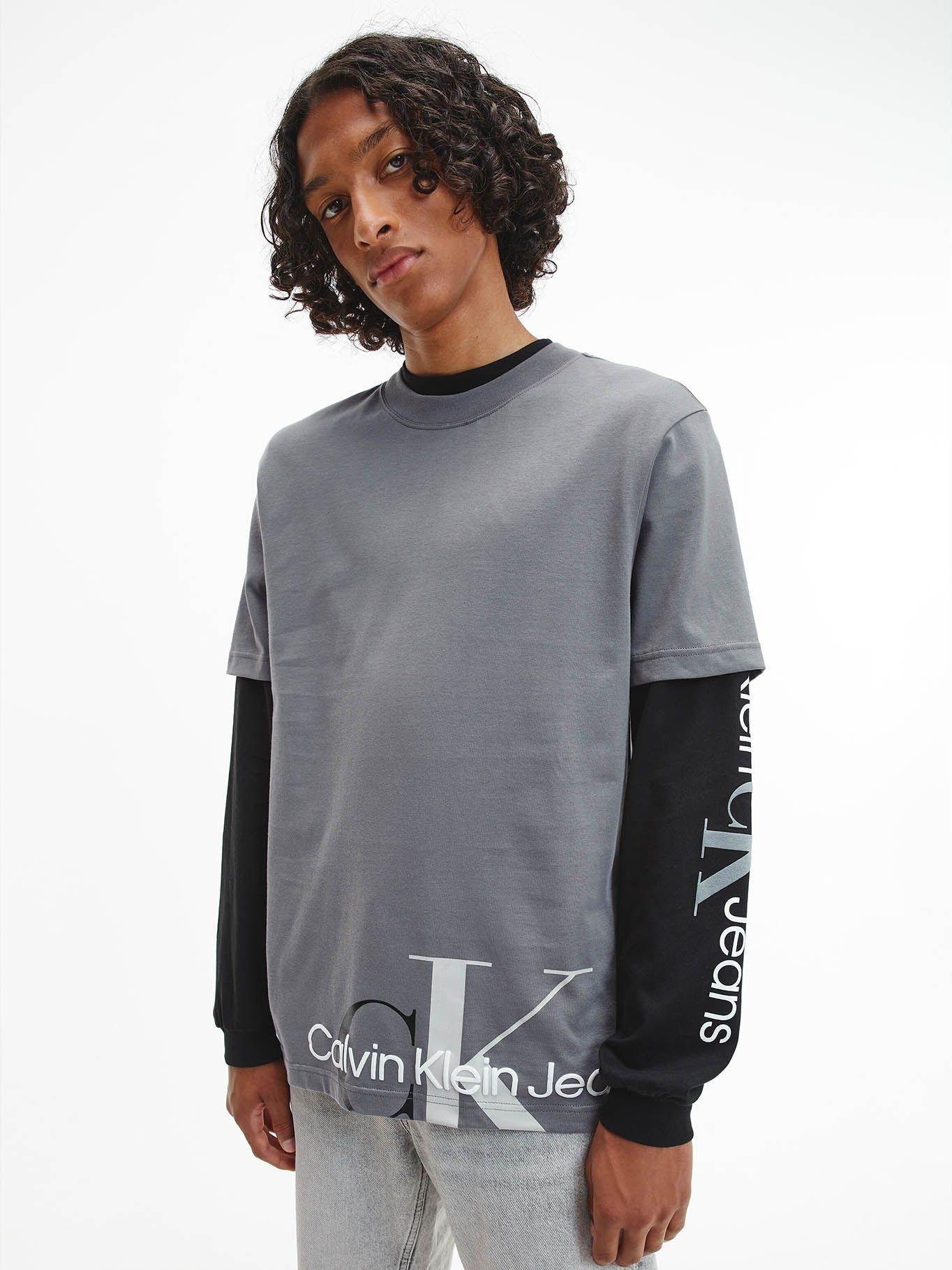 Polera Two Tone Monogram Gris Calvin Klein-0