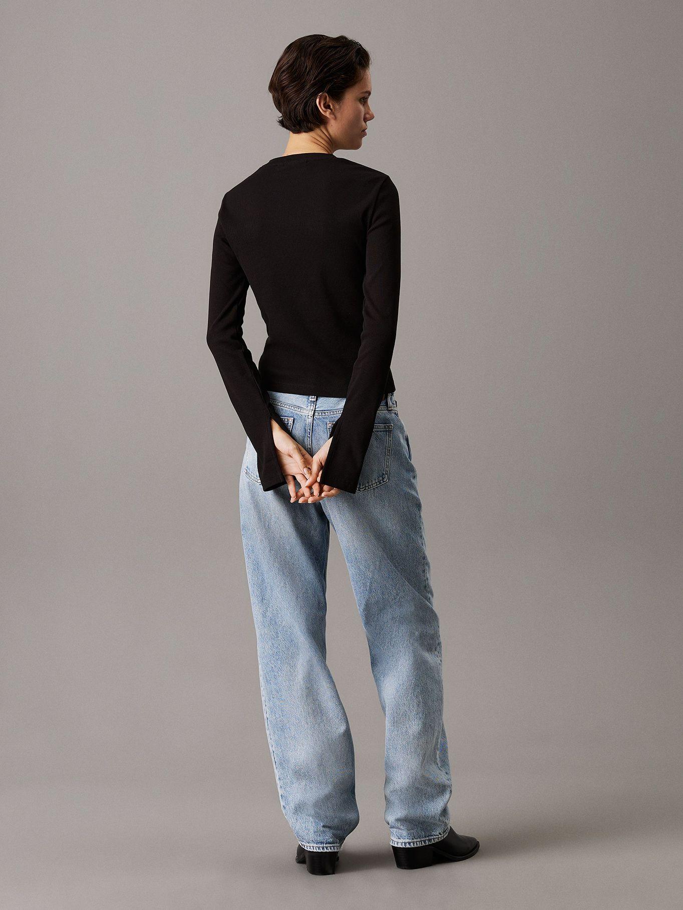 Top slim de canalé de algodón Negro Calvin Klein-2