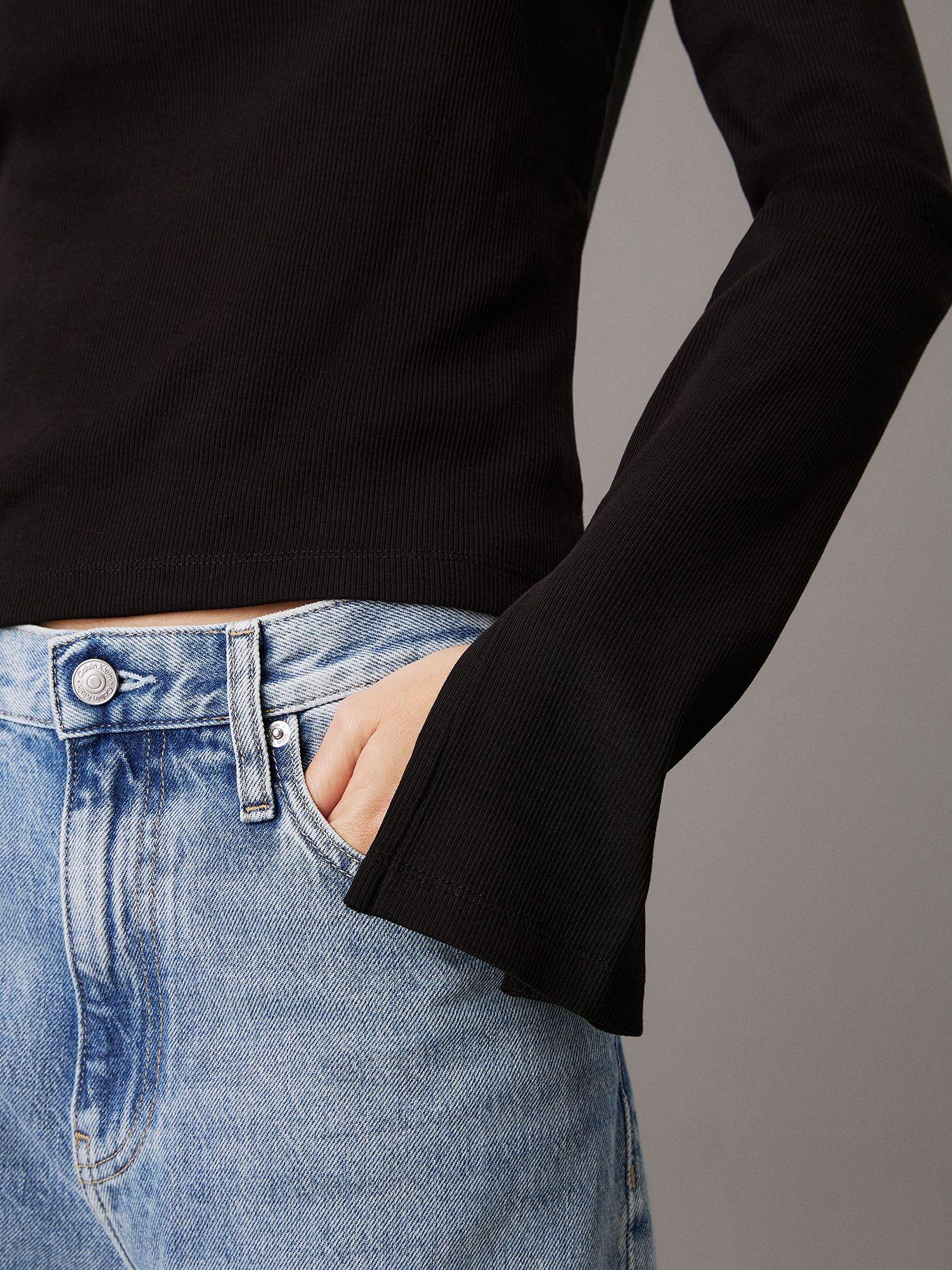 Top slim de canalé de algodón Negro Calvin Klein-3