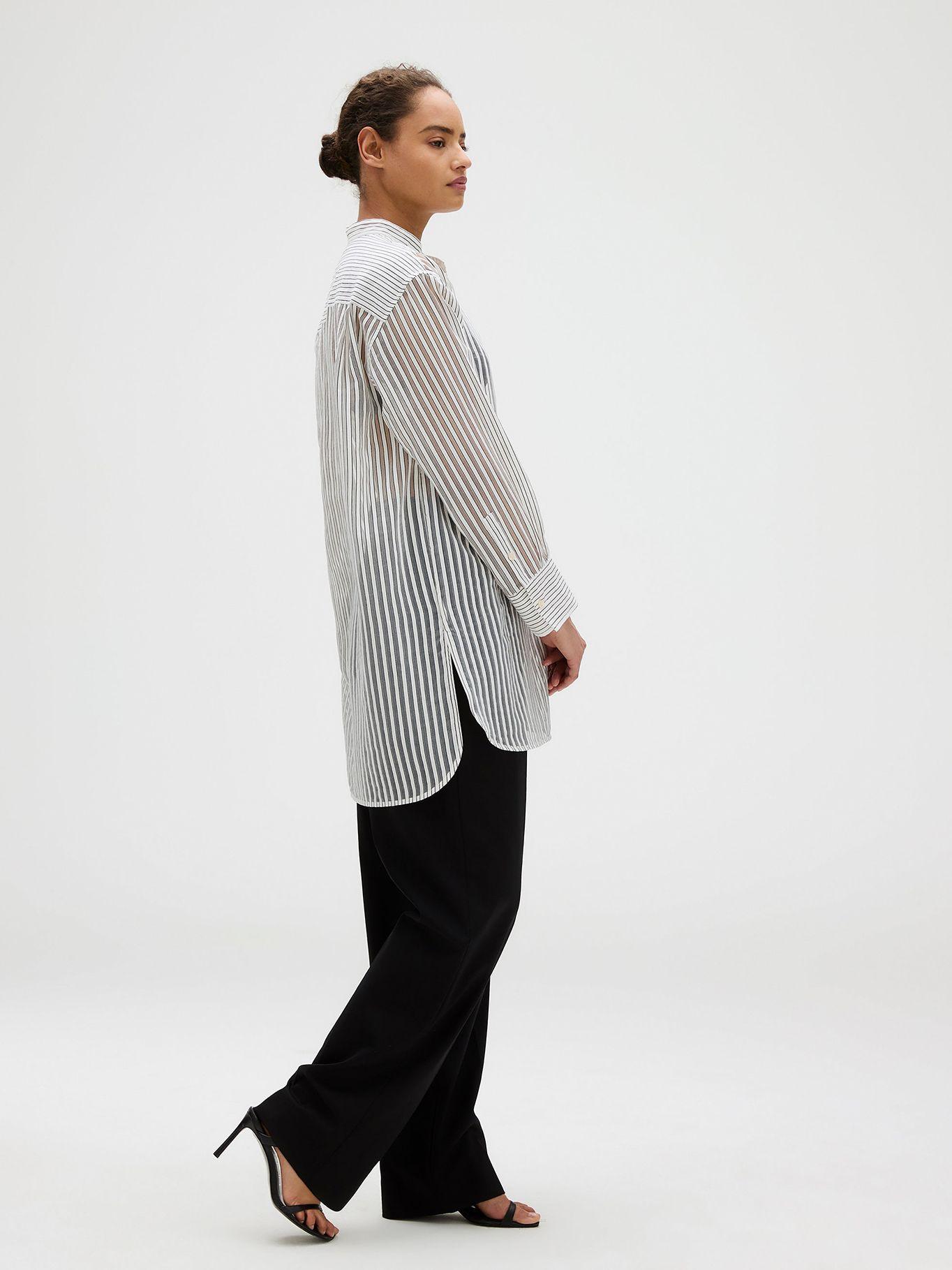 Blusa Popover de Jacquard a Rayas Blanco Calvin Klein-3