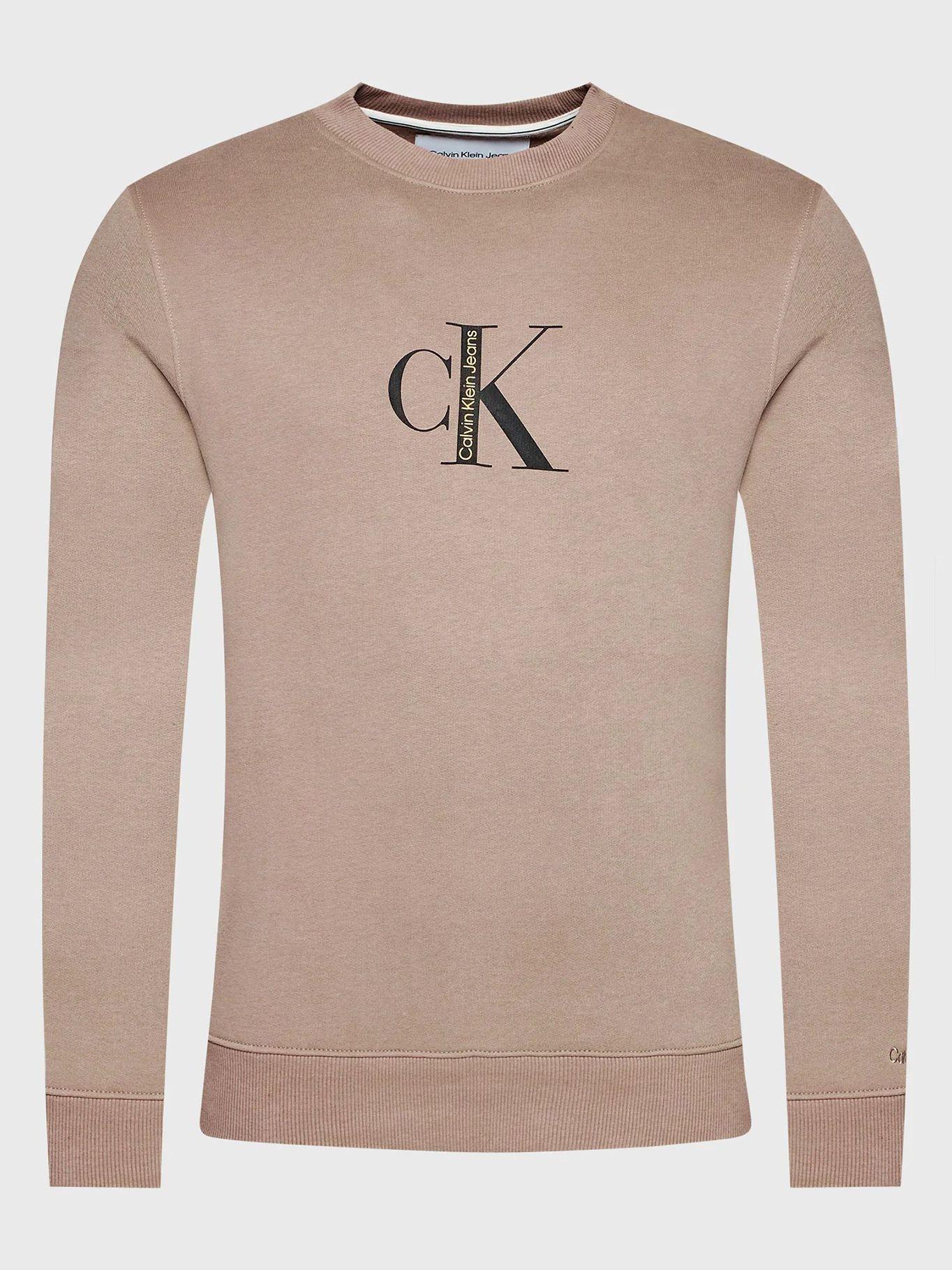 Sudadera con cuello redondo y logo Beige Calvin Klein-5