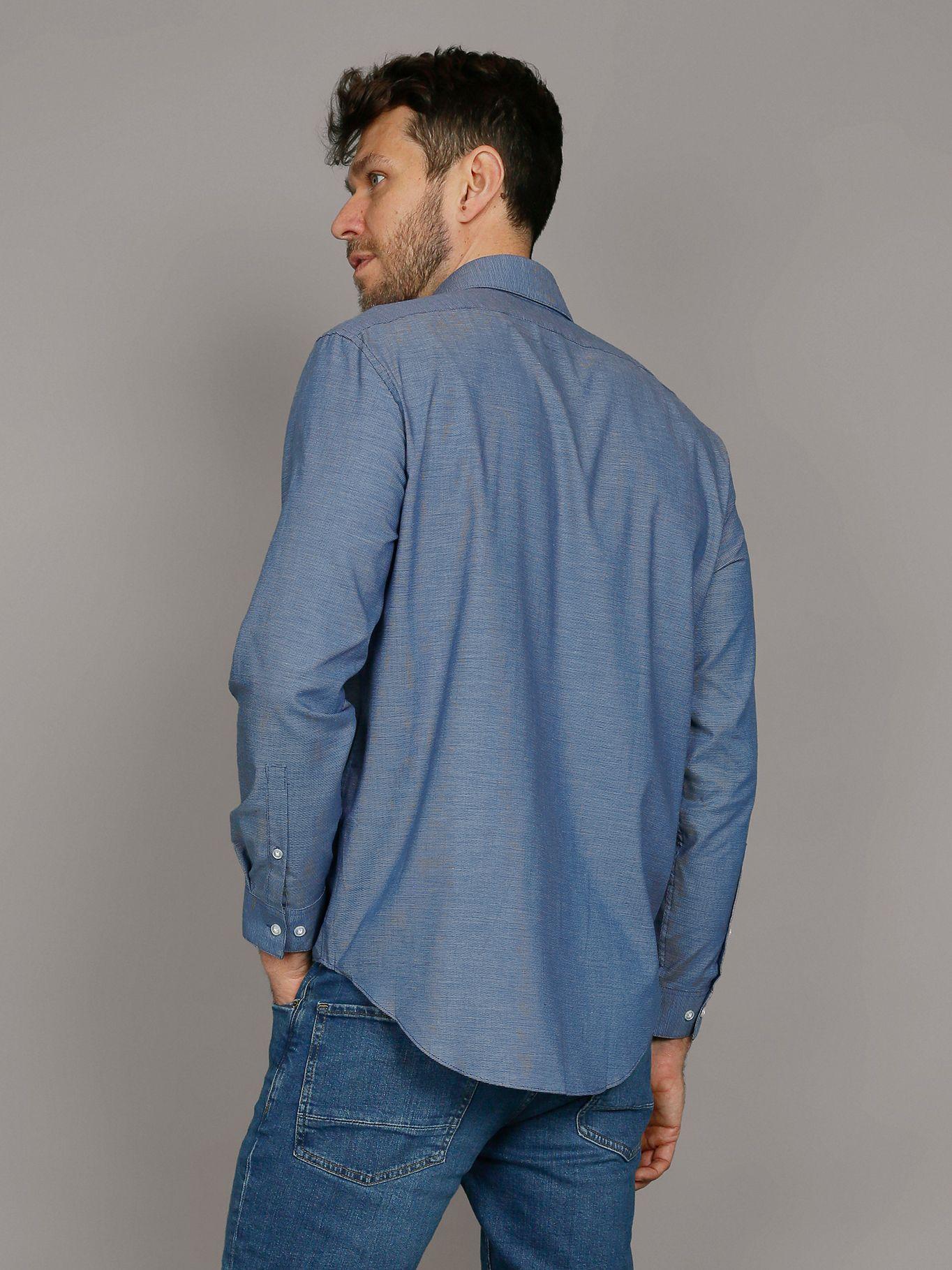 Camisa Slim Plaid Azul Calvin Klein-3