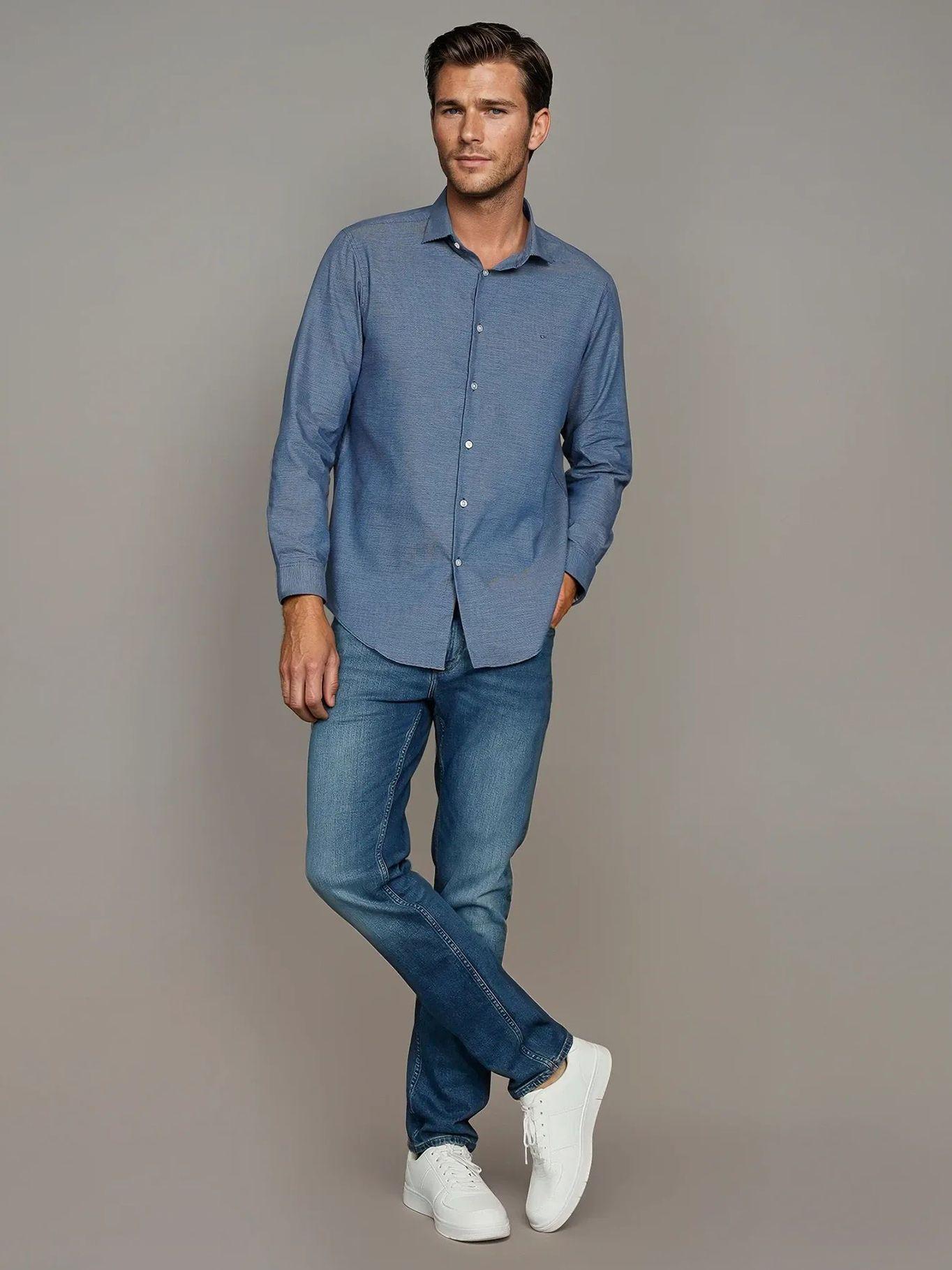 Camisa Slim Plaid Azul Calvin Klein-1