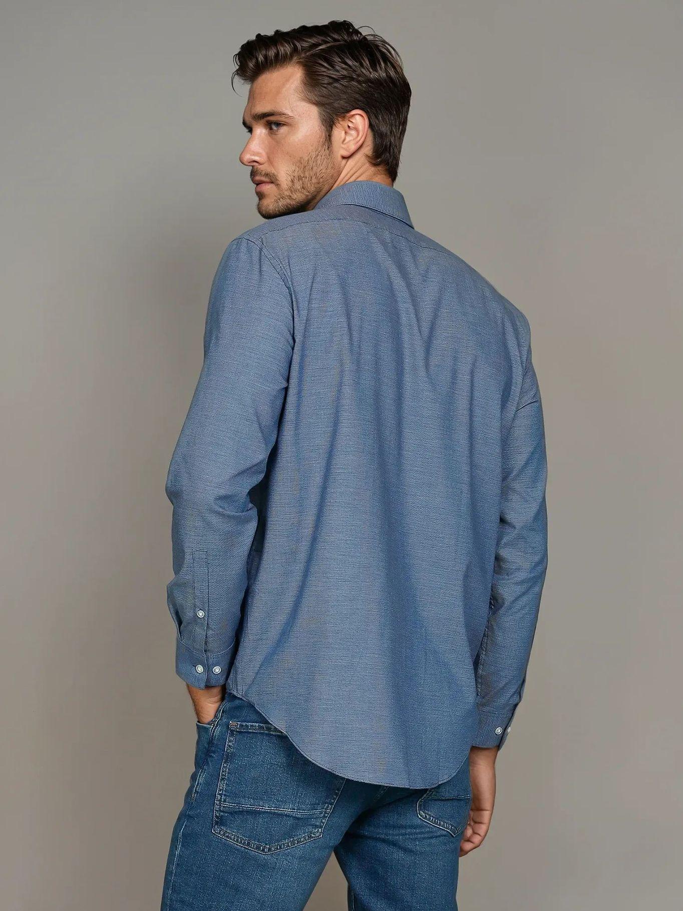 Camisa Slim Plaid Azul Calvin Klein-3