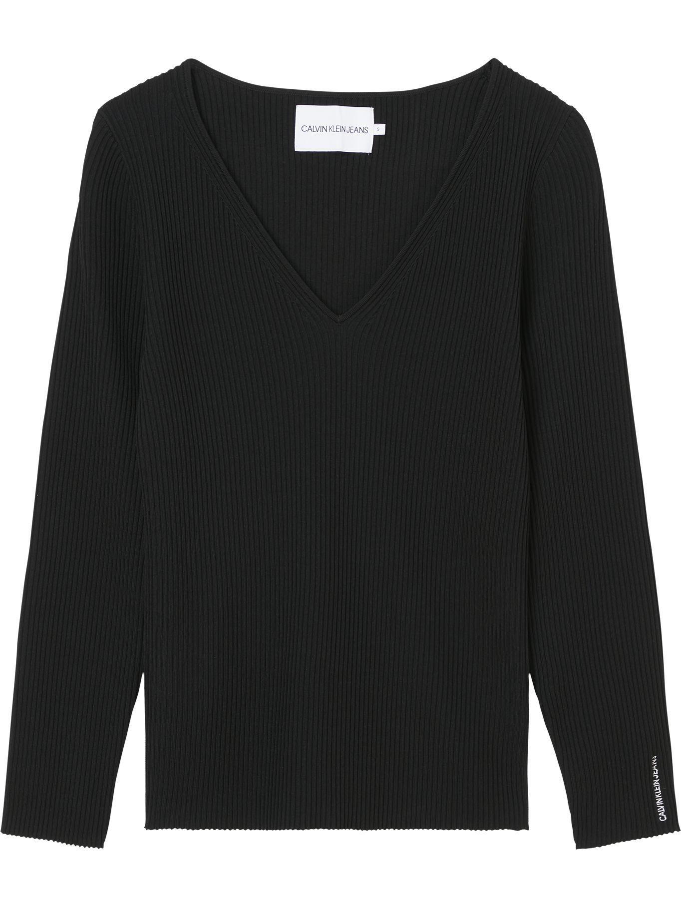 Suéter Micro Branding V-Neck Negro Calvin Klein-0