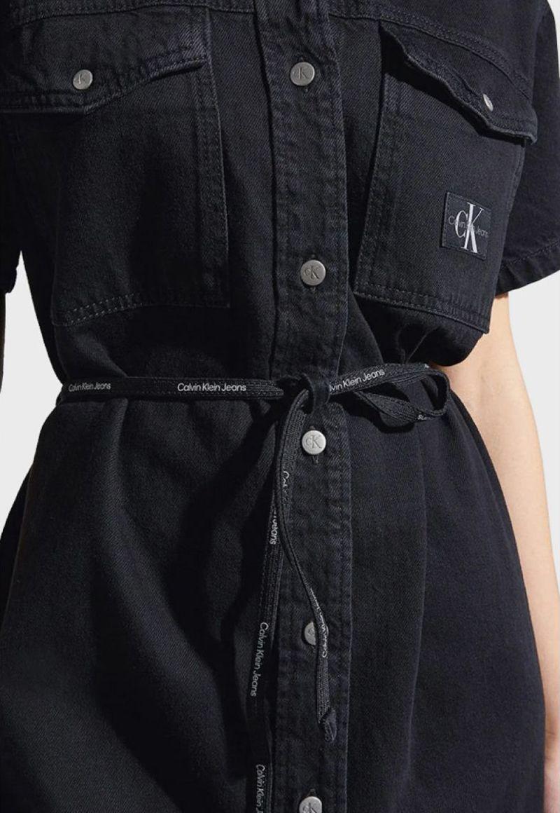 Vestido vaquero con detalle de bolsillo Negro Calvin Klein-3