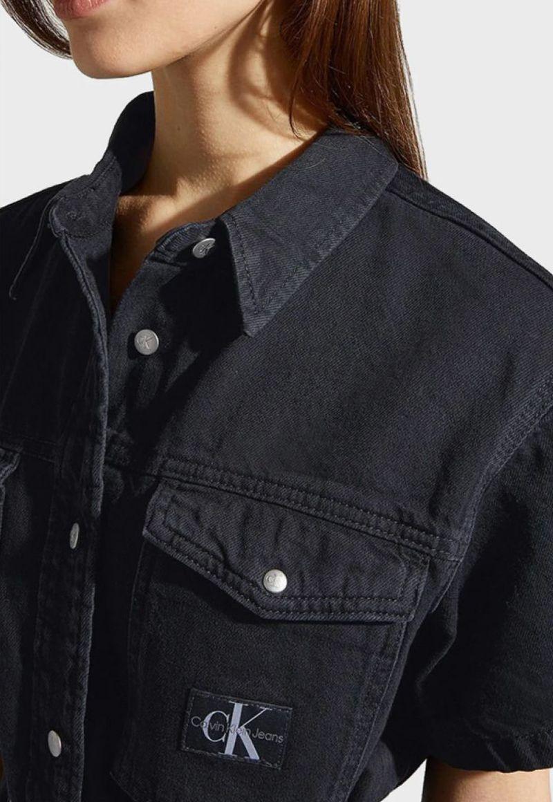 Vestido vaquero con detalle de bolsillo Negro Calvin Klein-2