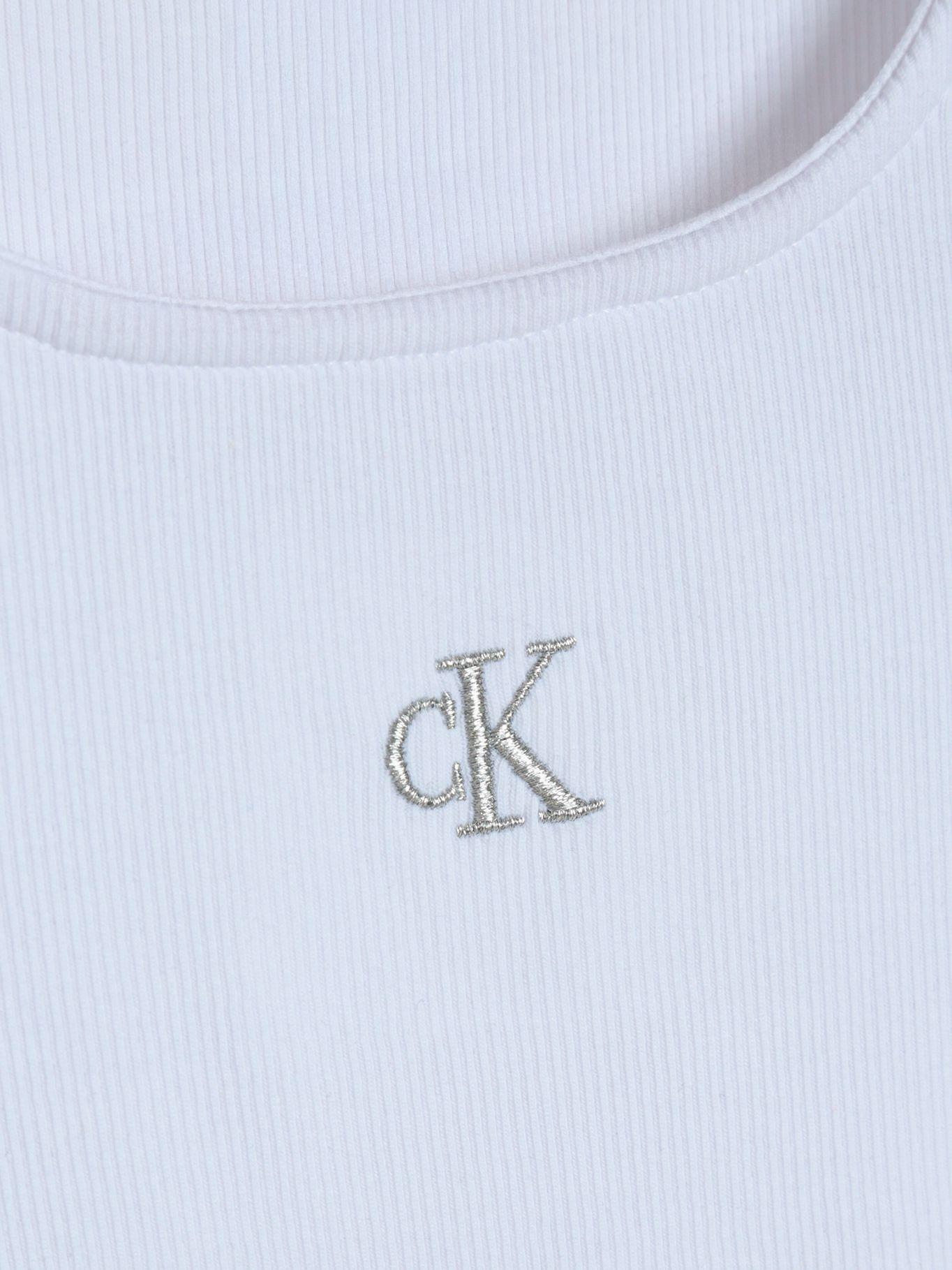 Polera Punto Canalé Cuello Cuadrado Blanco Calvin Klein-2