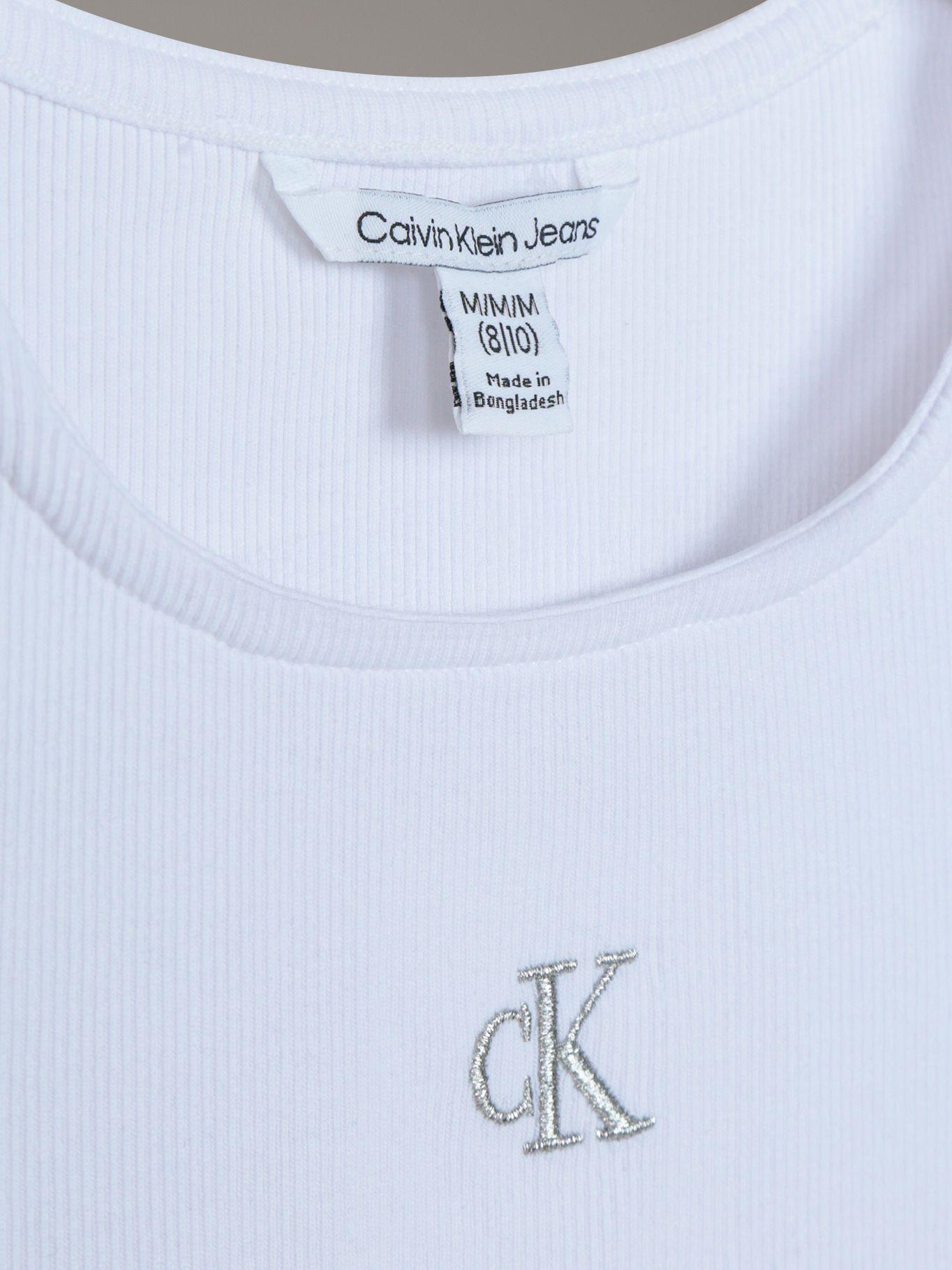 Polera Punto Canalé Cuello Cuadrado Blanco Calvin Klein-3