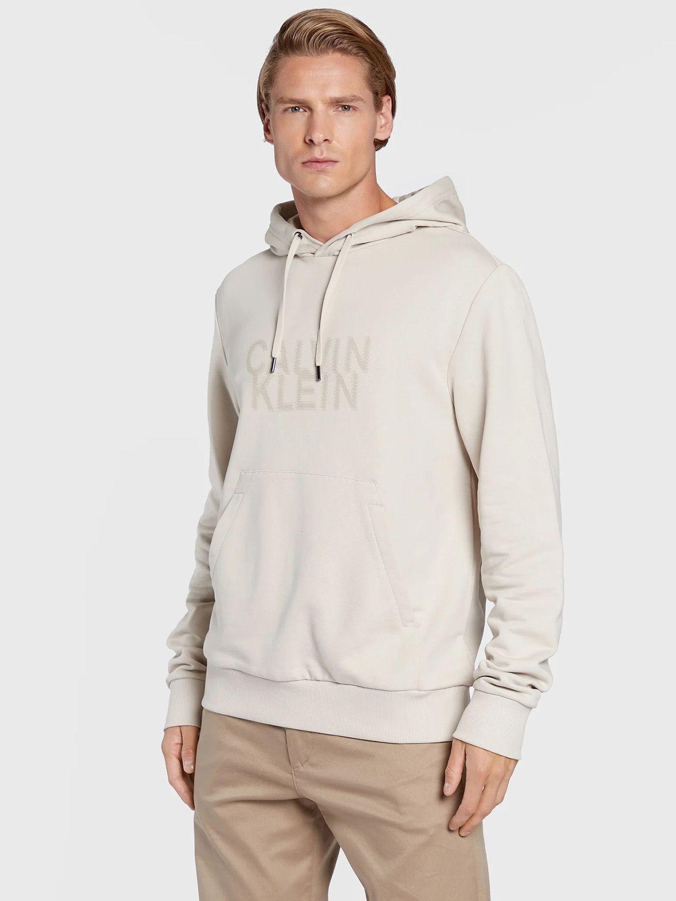 Hoodie Distorted Logo Beige Calvin Klein-0