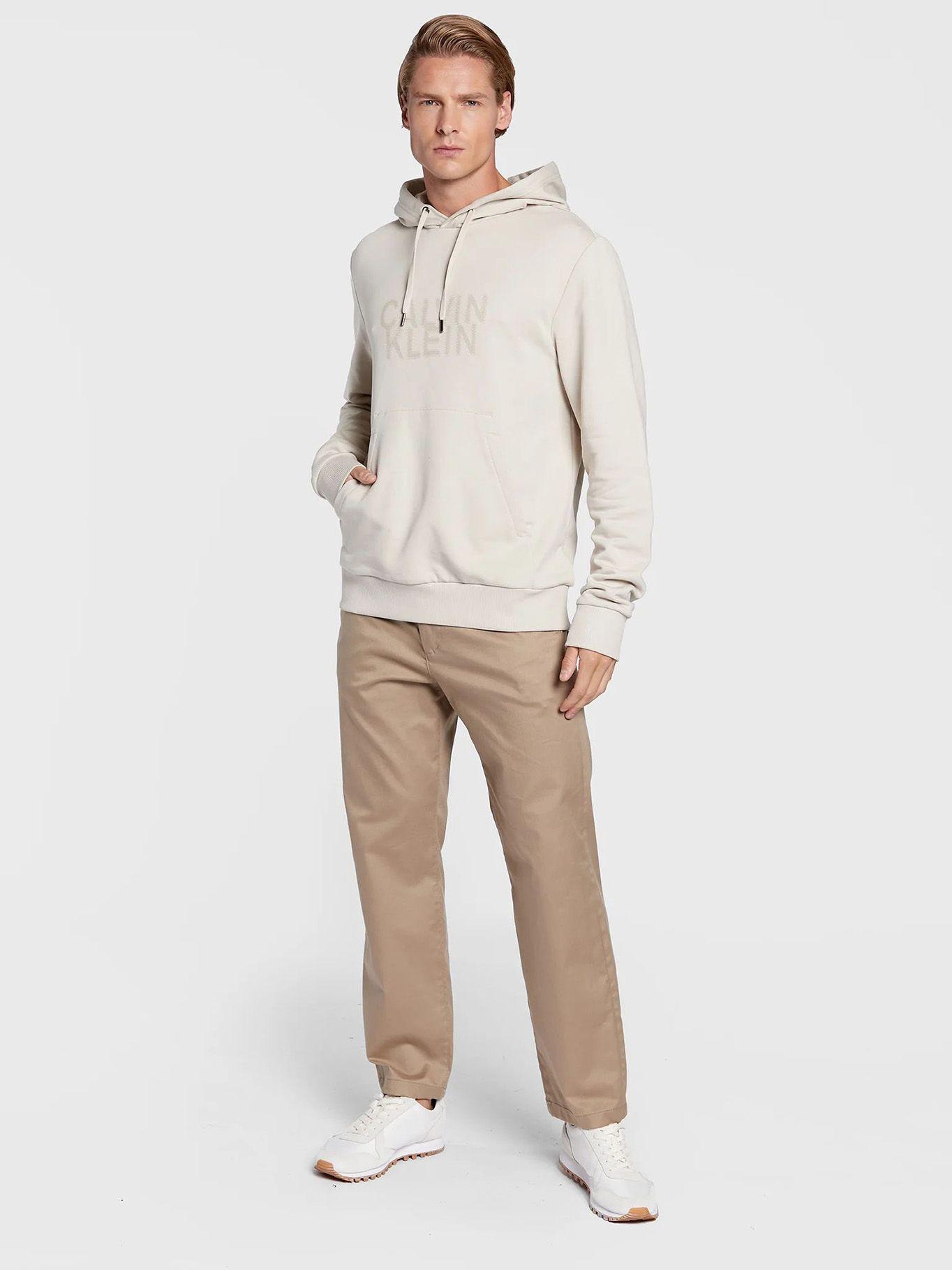 Hoodie Distorted Logo Beige Calvin Klein-1