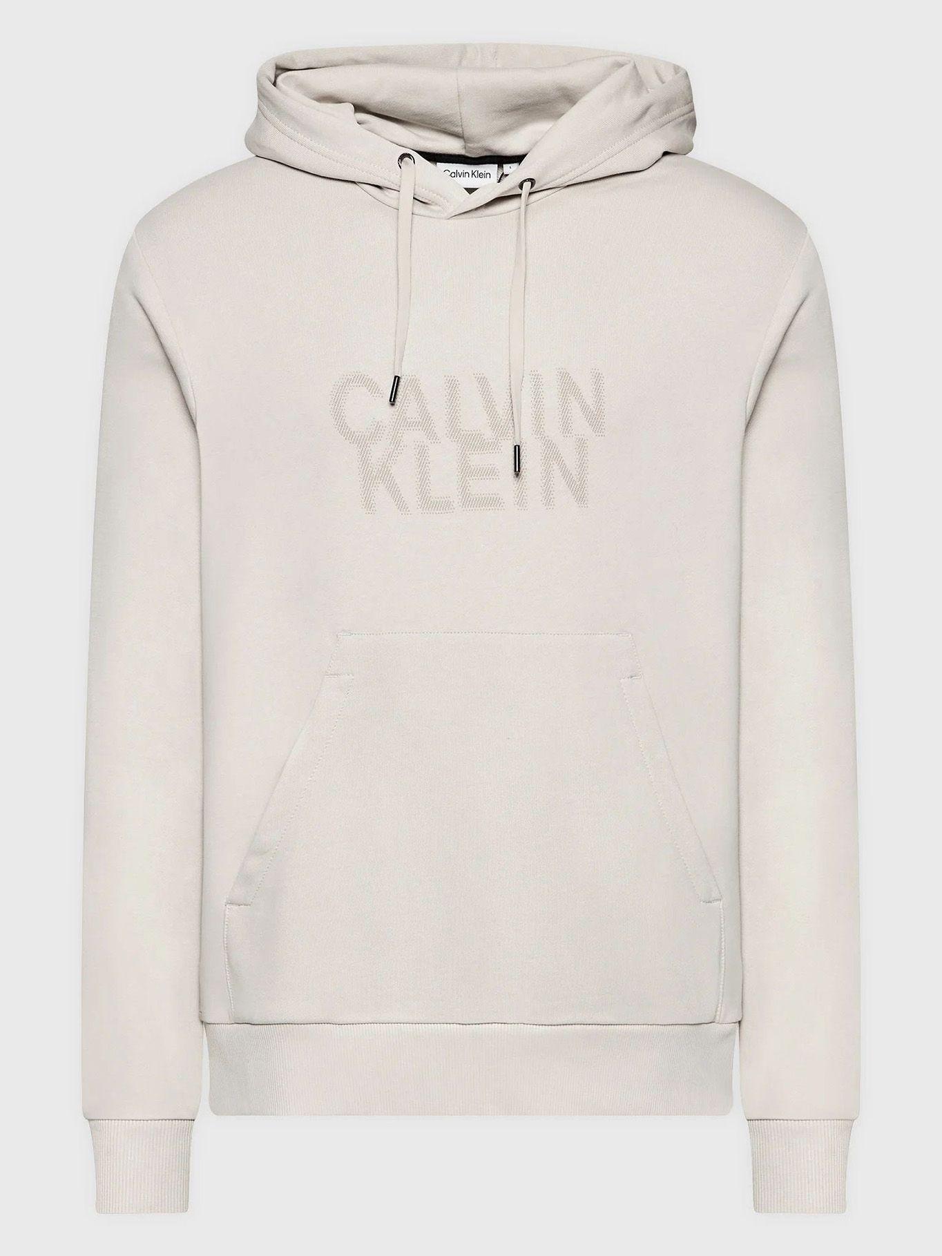 Hoodie Distorted Logo Beige Calvin Klein-4