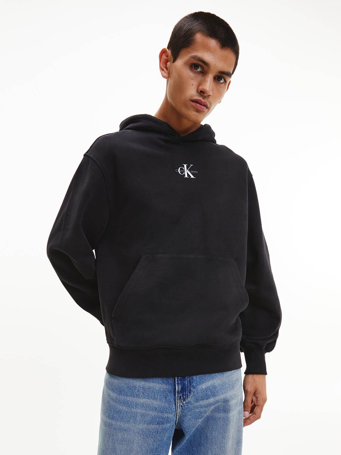 Sudadera con Capucha y logo en el pecho Negro Calvin Klein-0