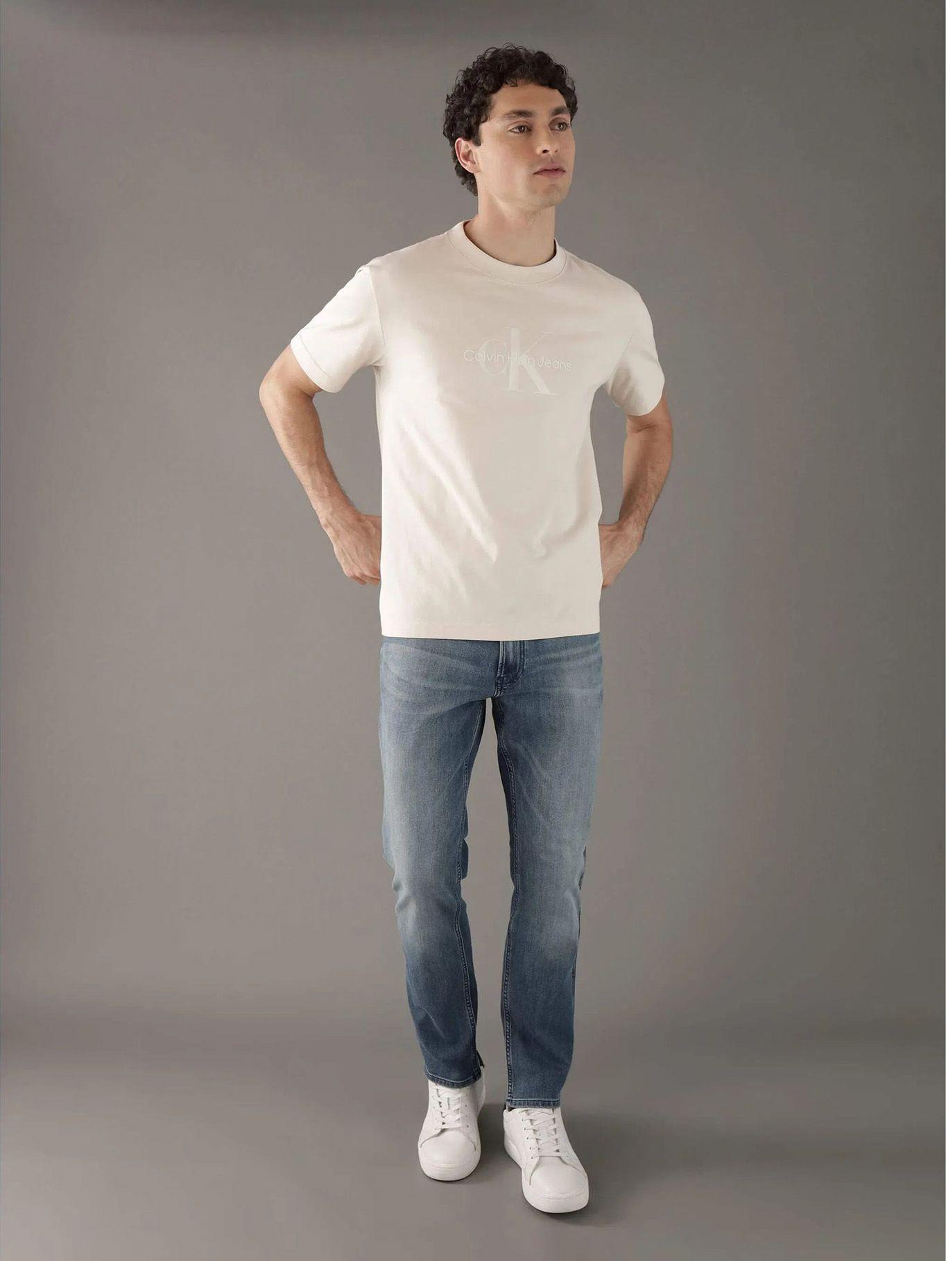 Polera con monograma brillante Beige Calvin Klein-1