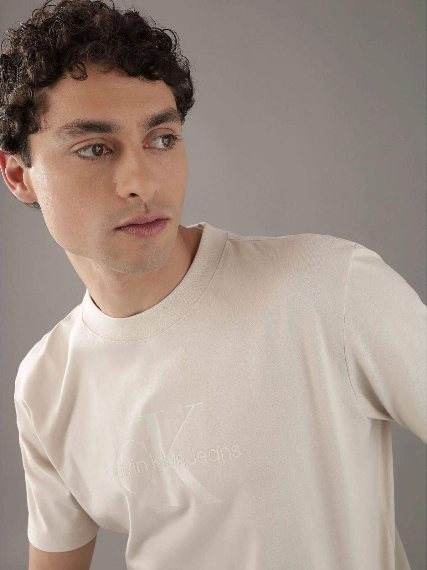 Polera con monograma brillante Beige Calvin Klein-3