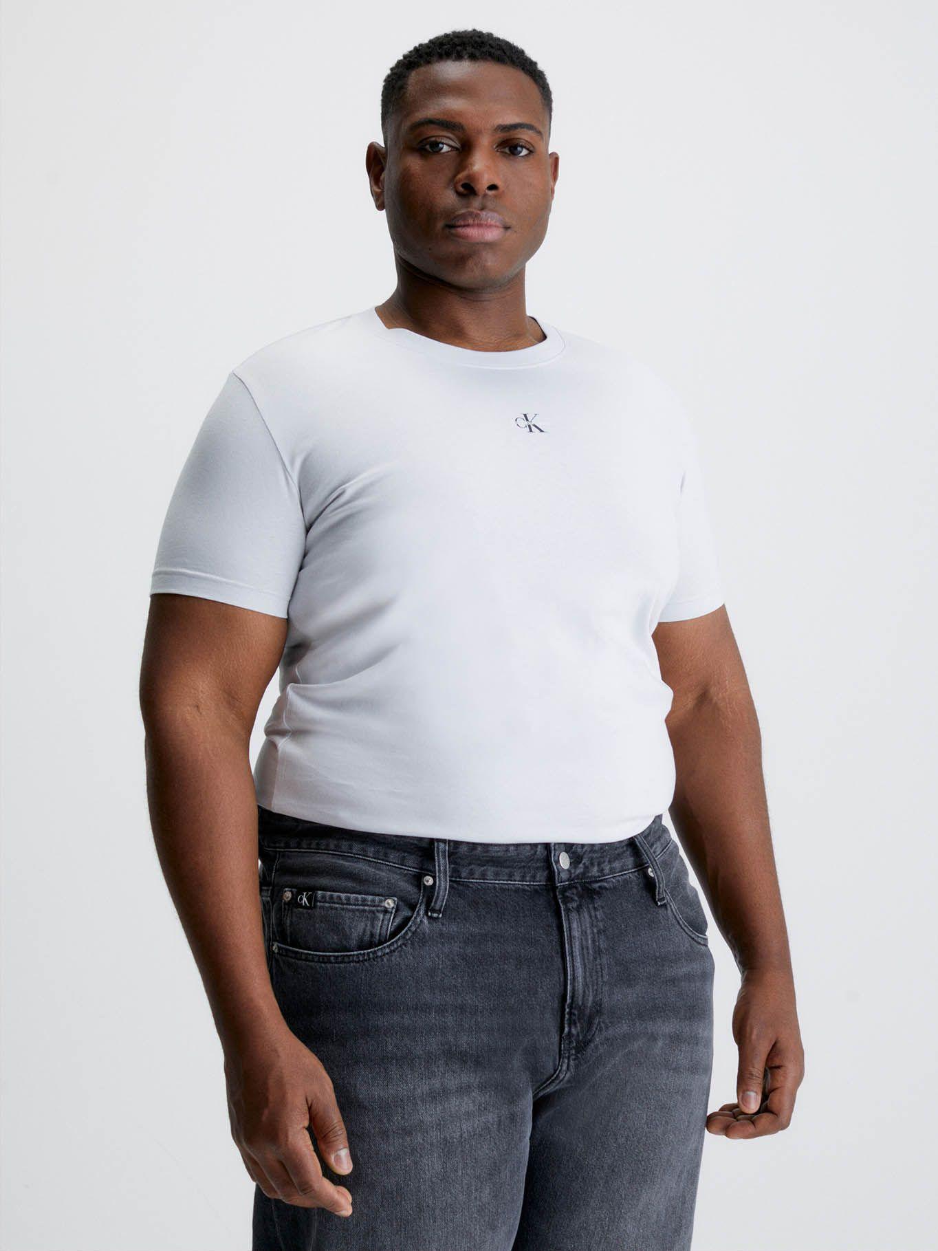 Camiseta De Algodón Orgánico Con Monograma Blanco Calvin Klein J30J322466-PSX-4