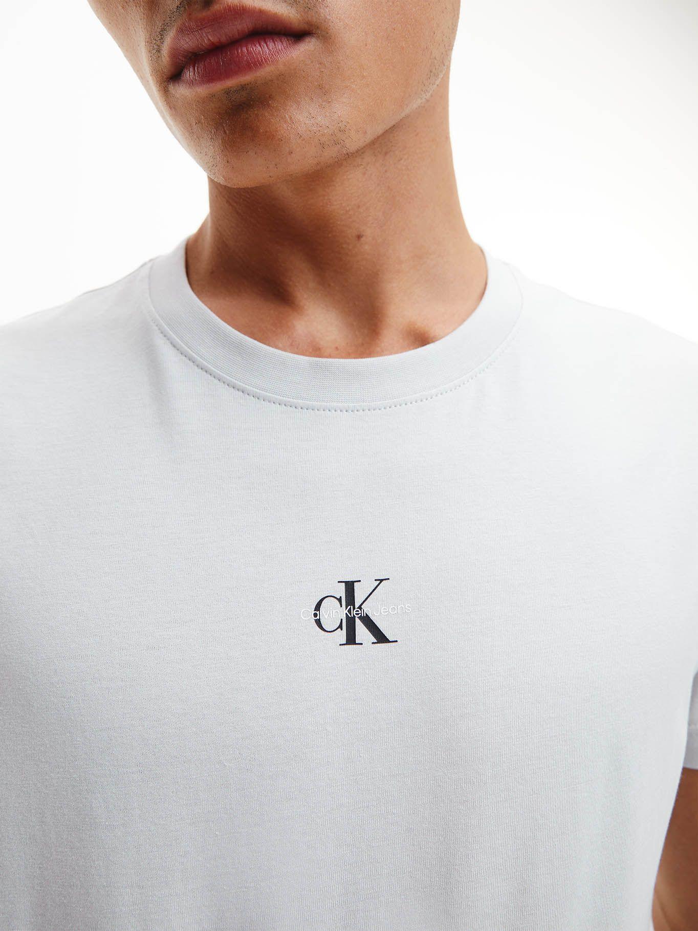 Camiseta De Algodón Orgánico Con Monograma Blanco Calvin Klein J30J322466-PSX-3