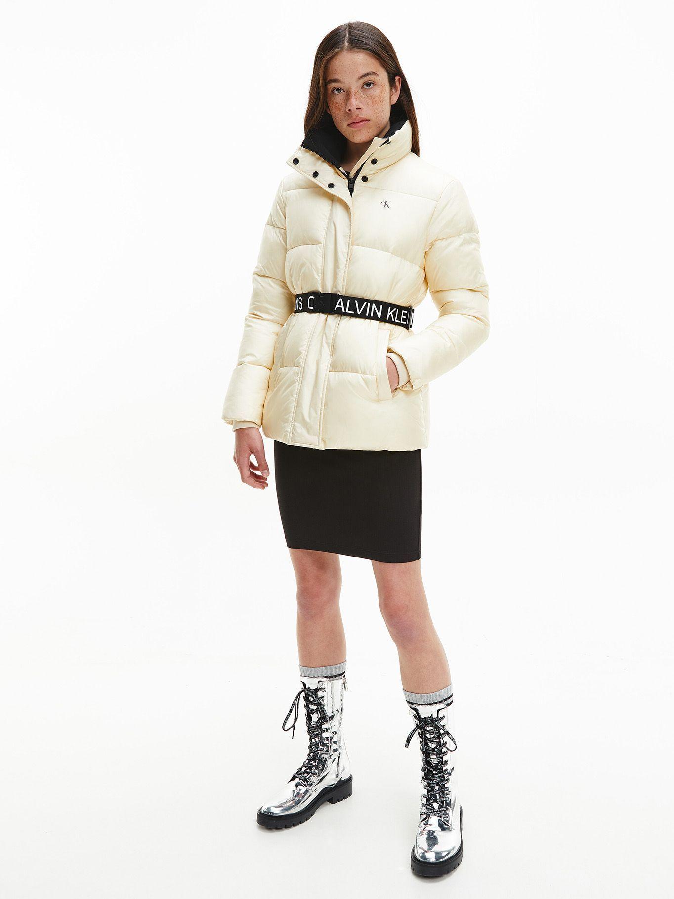 Parka Logo Belt Waisted Crema Calvin Klein-1