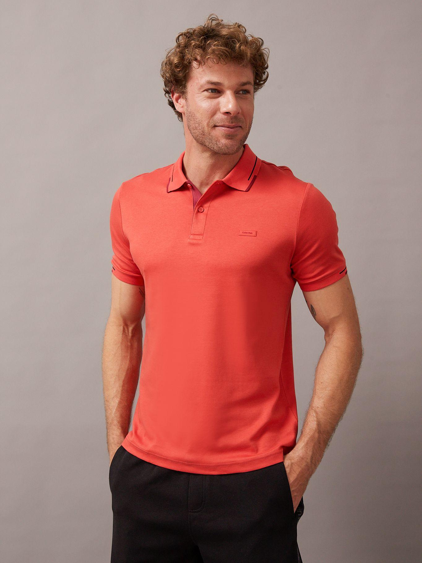 Polo Smooth Cotton Block Rojo Calvin Klein-0