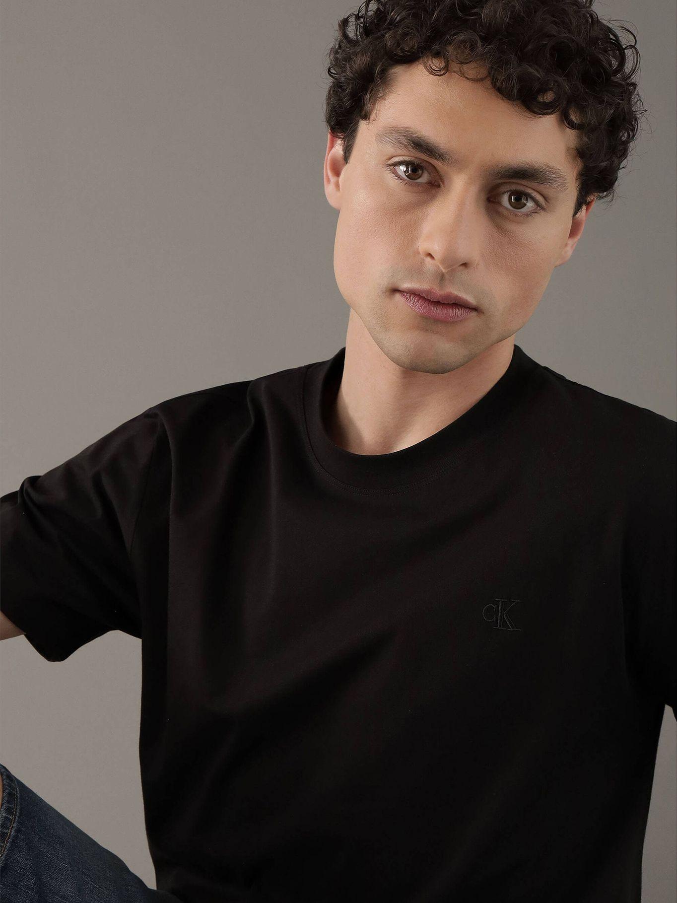 Polera suave con monograma en capas Negro Calvin Klein-3