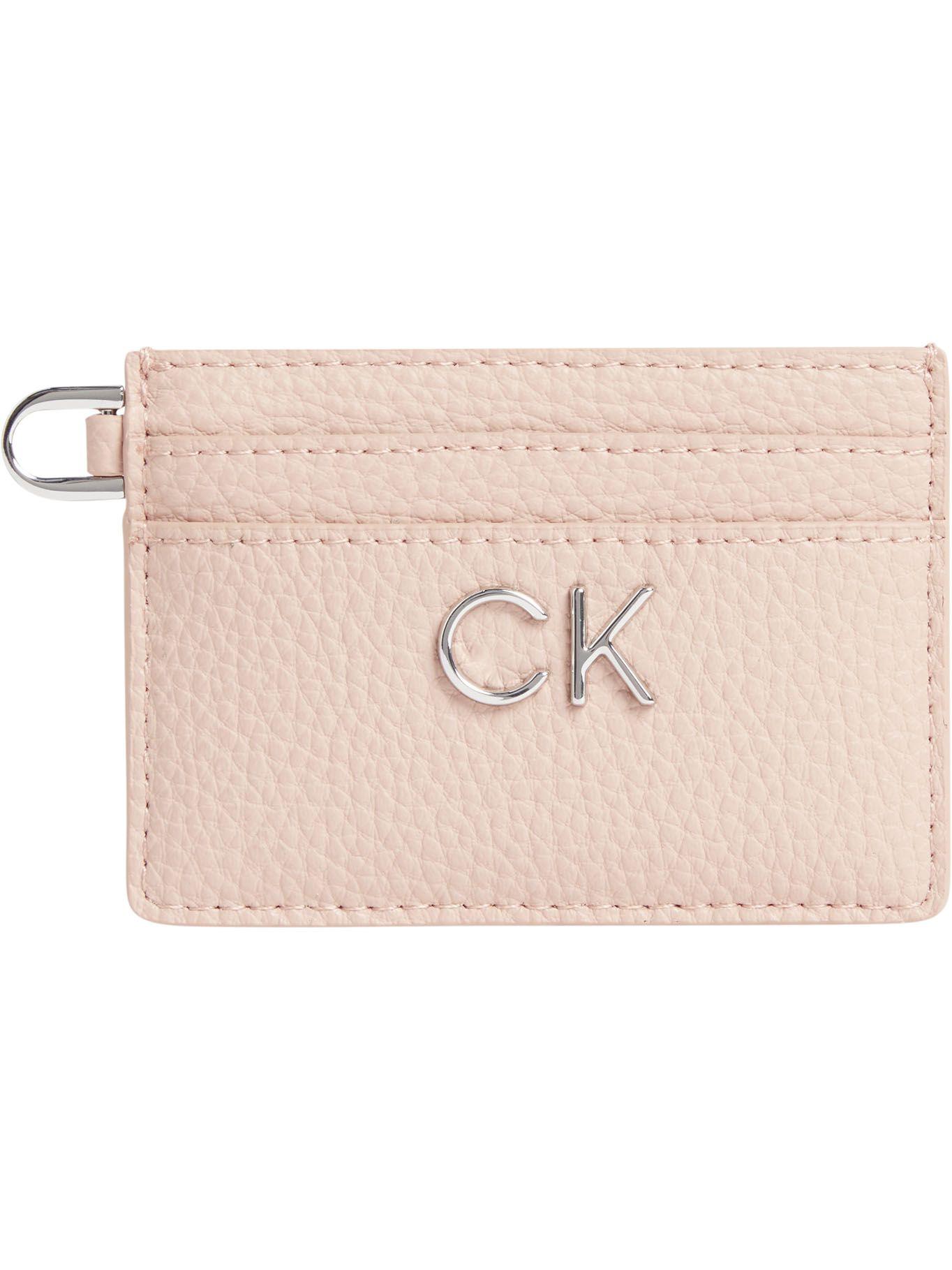 Tarjetero con logo de metal Rosado Calvin Klein-0