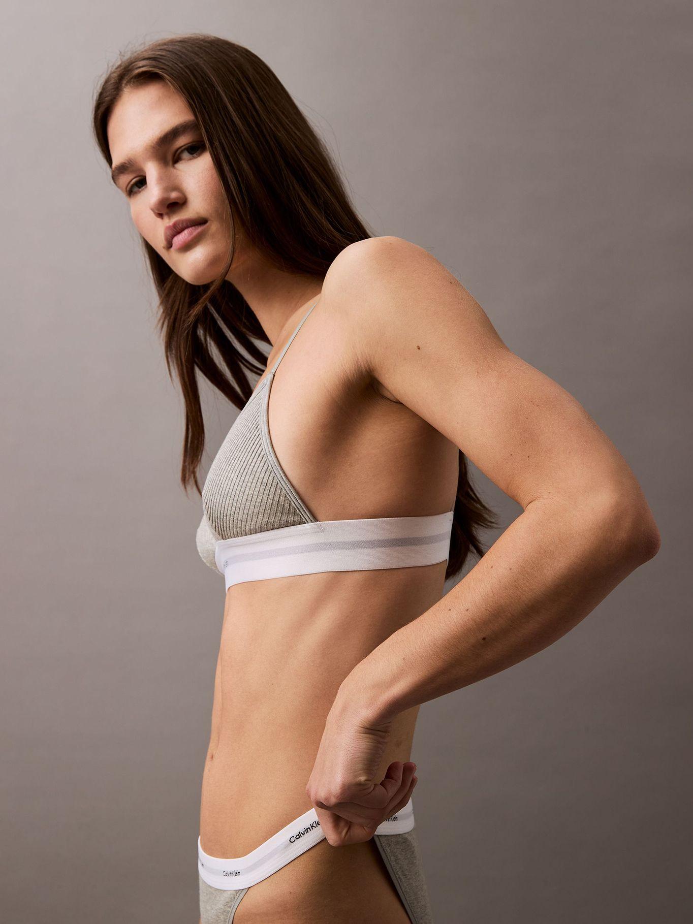 Bralette Cotton Modal Stretch Rib Gris Calvin Klein-4