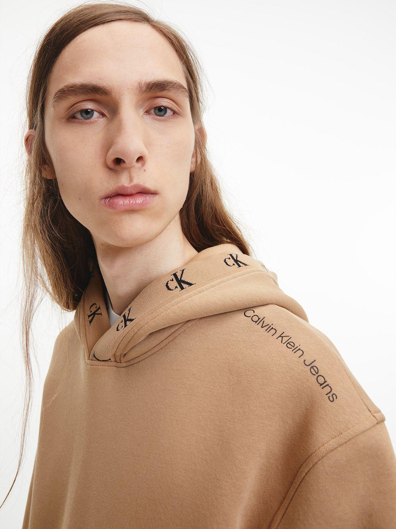 Hoodie Logo Jacquard 883 Café Calvin Klein-3