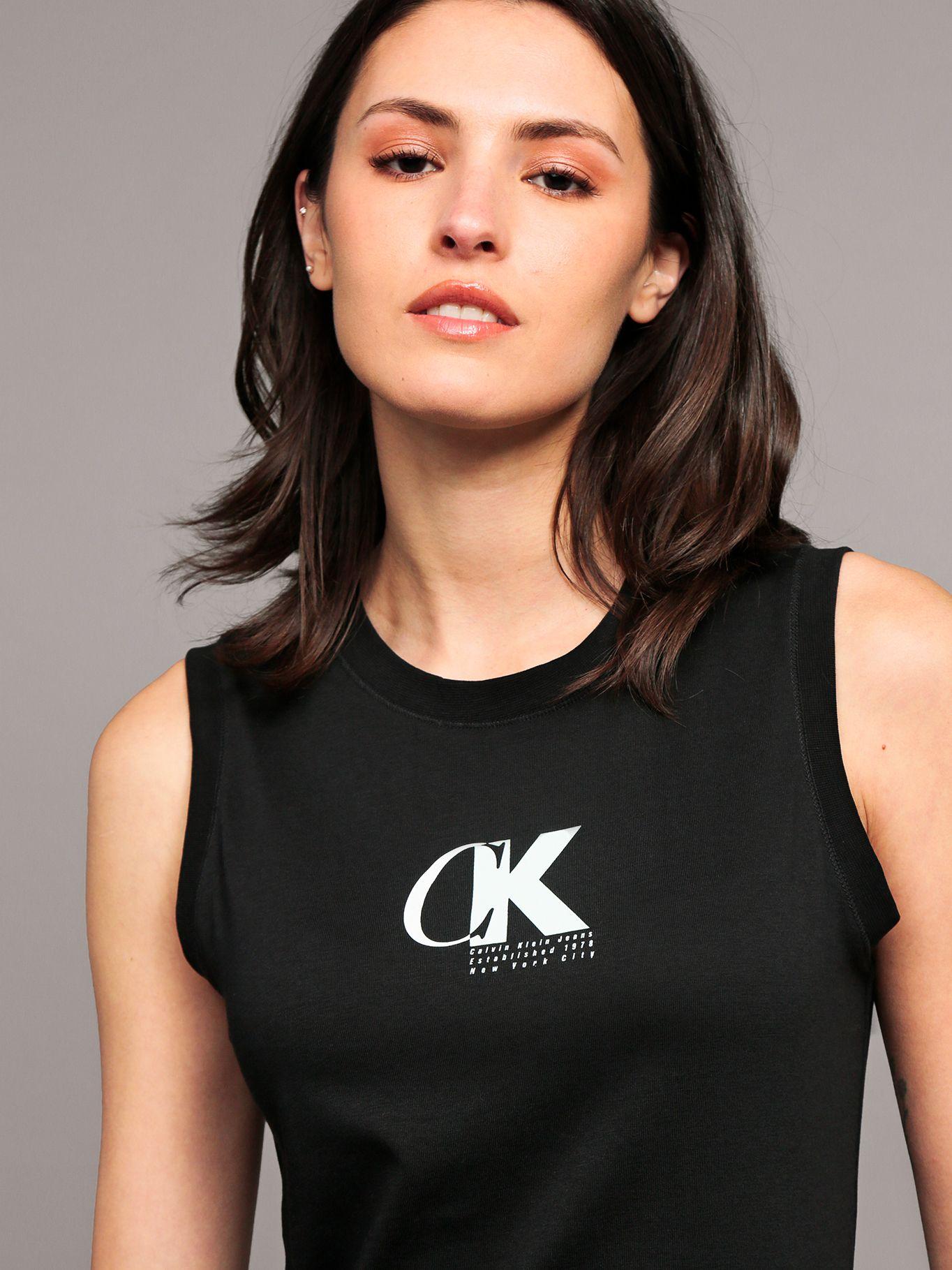 Vestido de Punto Estampado Gráfico Negro Calvin Klein-4