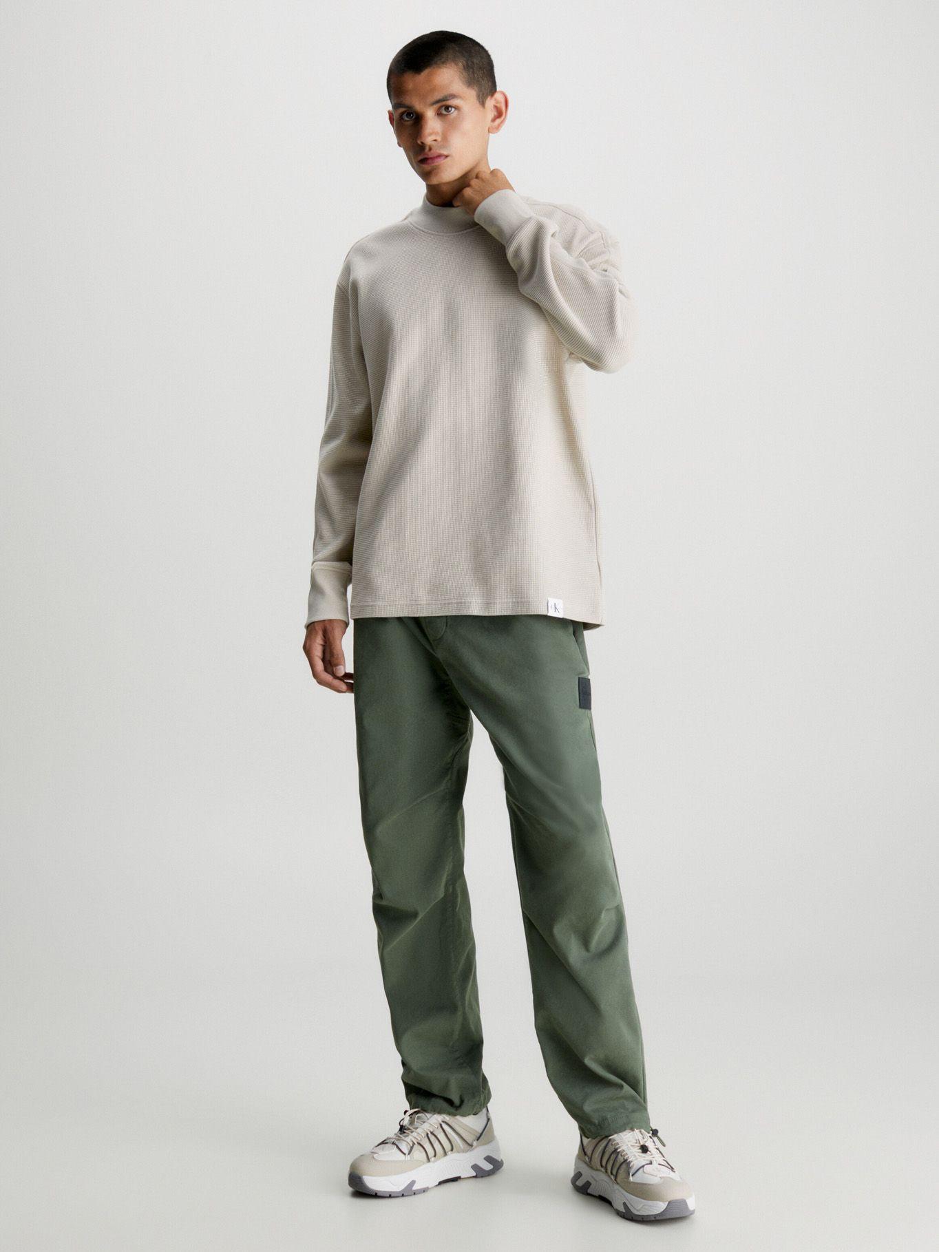 Polera Ls Woven Tab Waffle Crema Calvin Klein-1