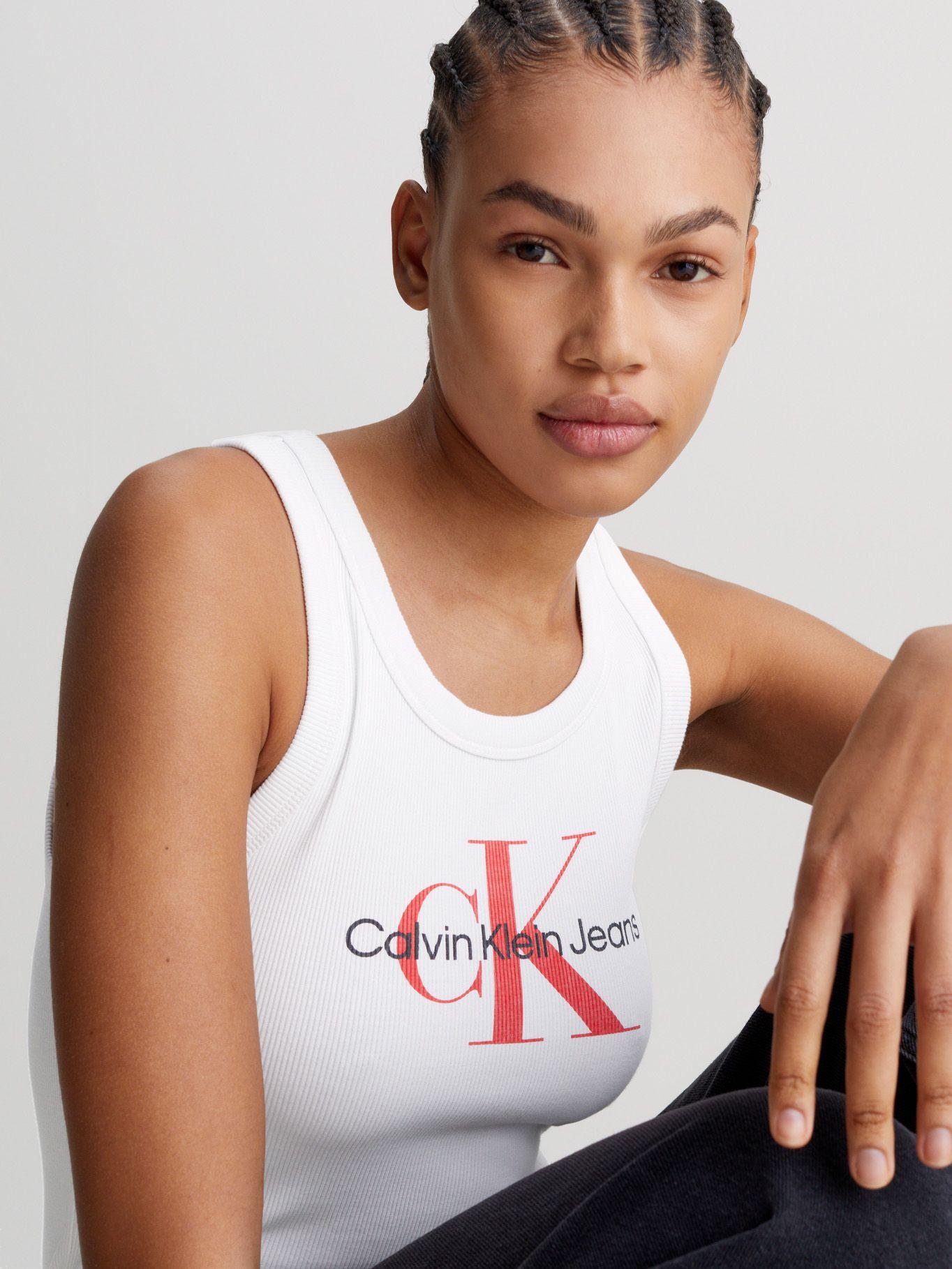 Polera Archival Monologo Rib Tank Blanco Calvin Klein-3