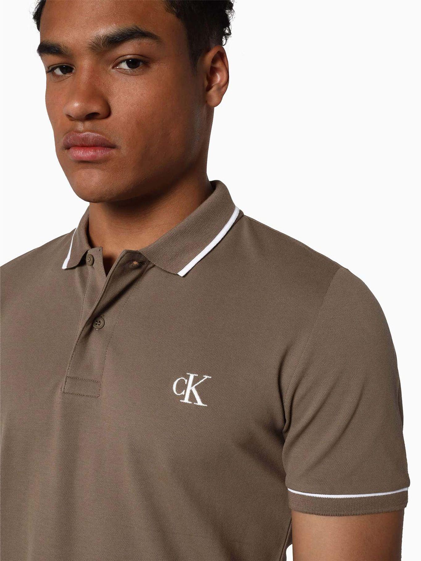 Polo slim de algodón orgánico Café claro Calvin Klein-3