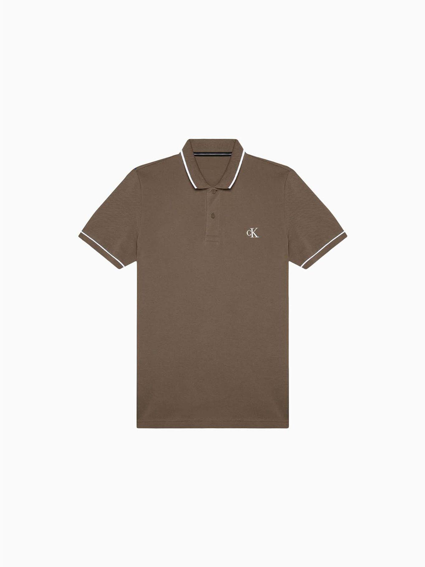 Polo slim de algodón orgánico Café claro Calvin Klein-4
