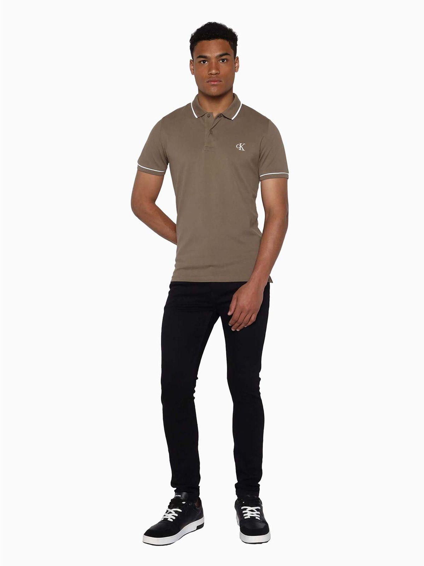 Polo slim de algodón orgánico Café claro Calvin Klein-1
