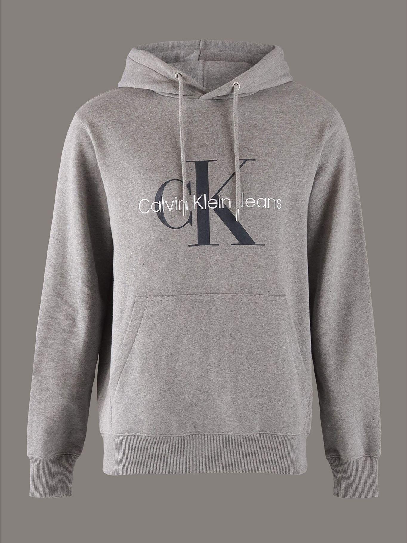 Polerón con Gorro Seasonal Monologo Gris Calvin Klein-4